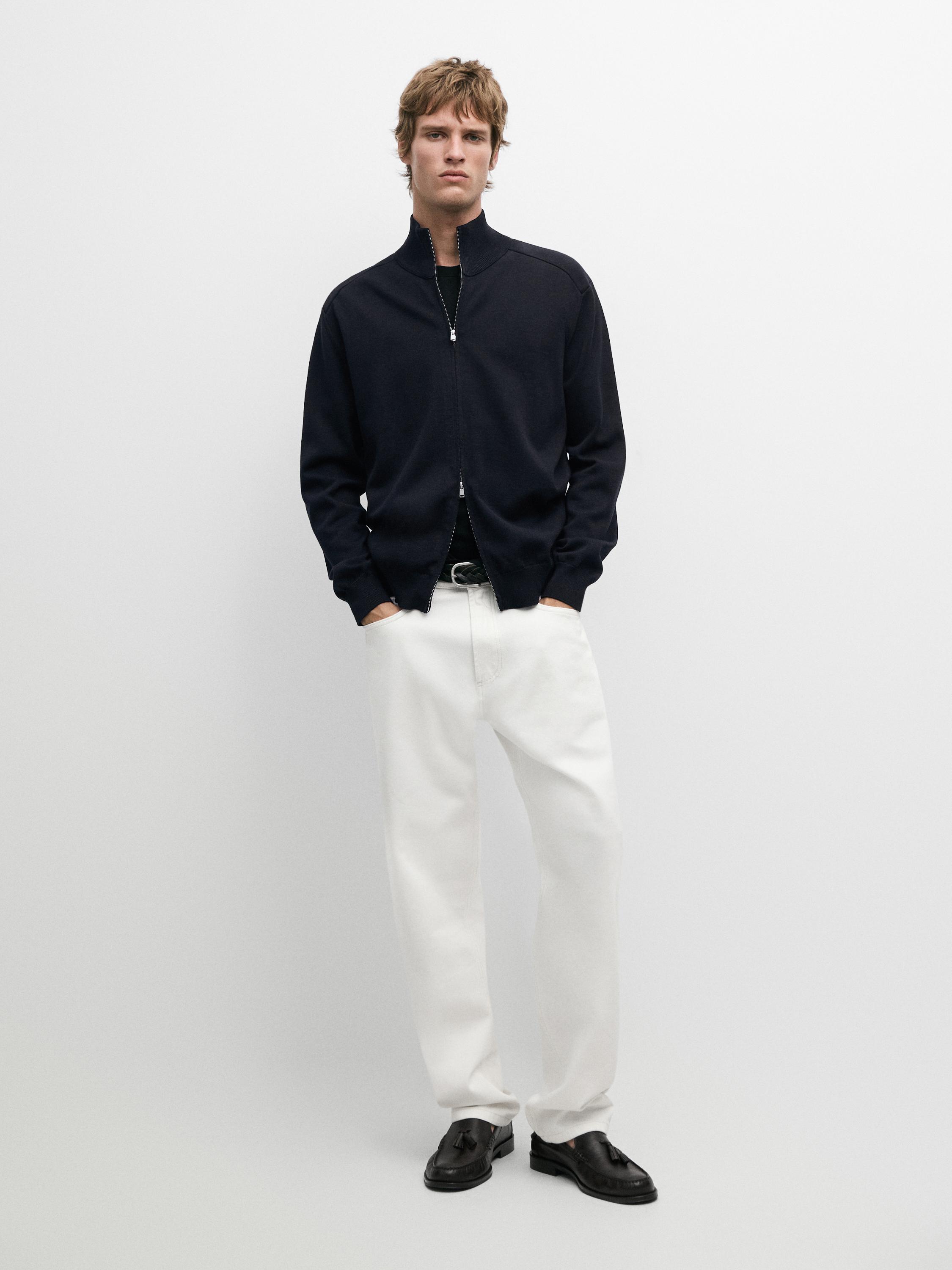 Cardigan maille fermeture Éclair coton