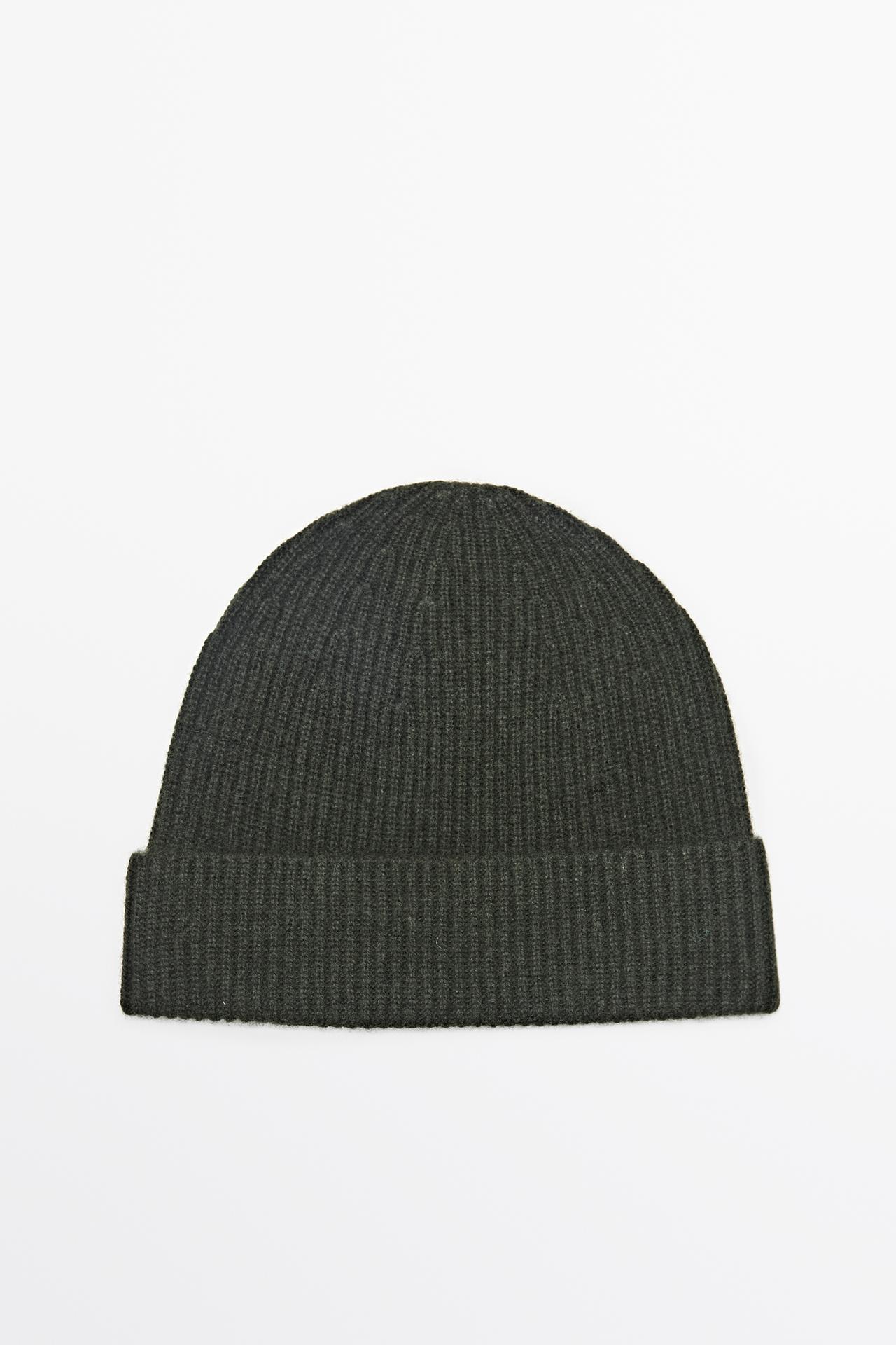 100% cashmere knit beanie — KHAKI