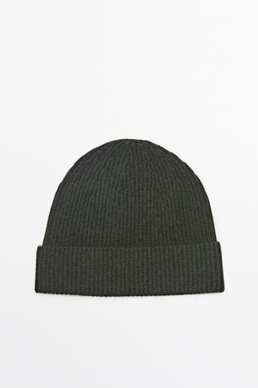 100% cashmere knit beanie — KHAKI 1