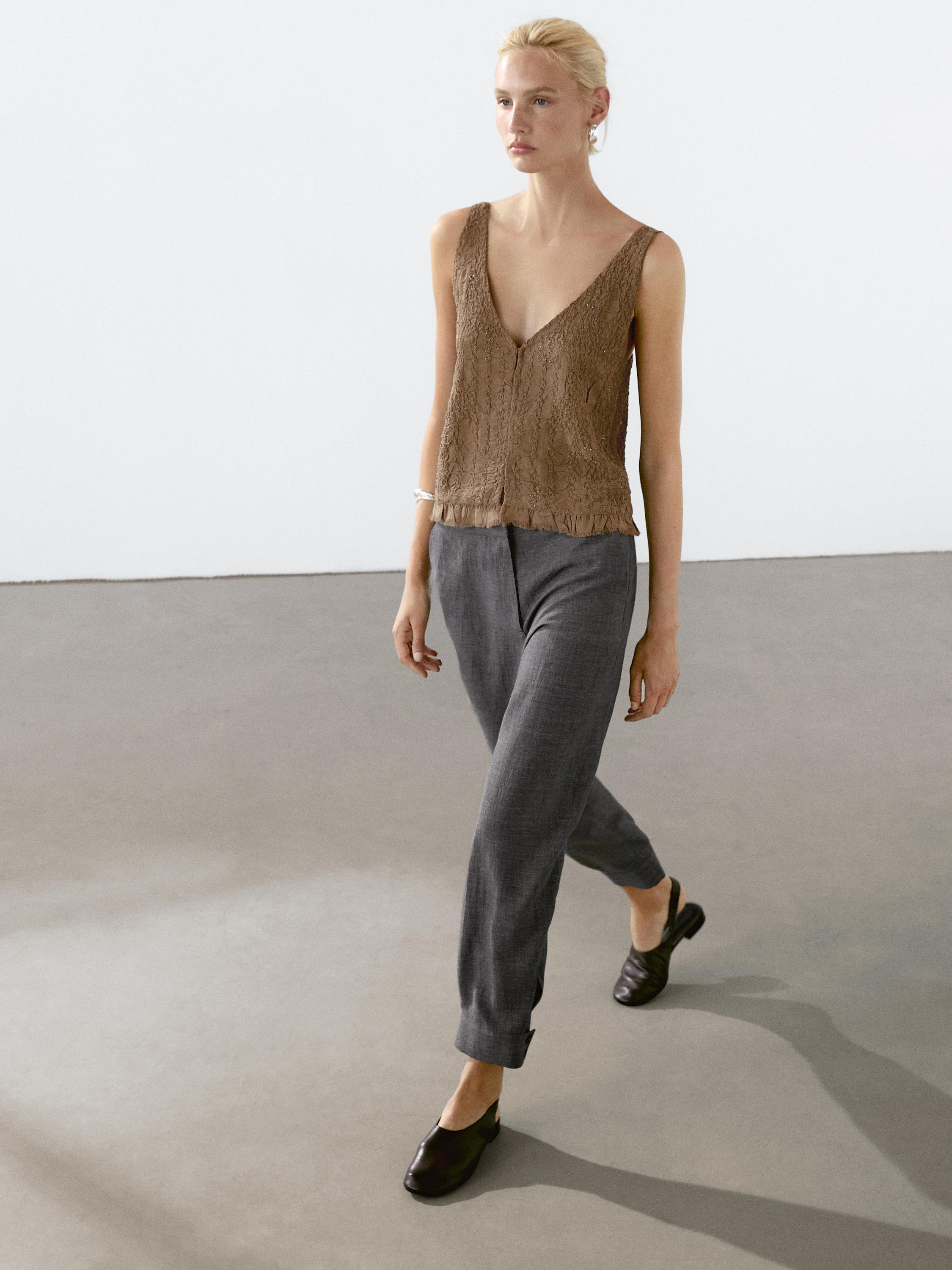 Textured strappy top