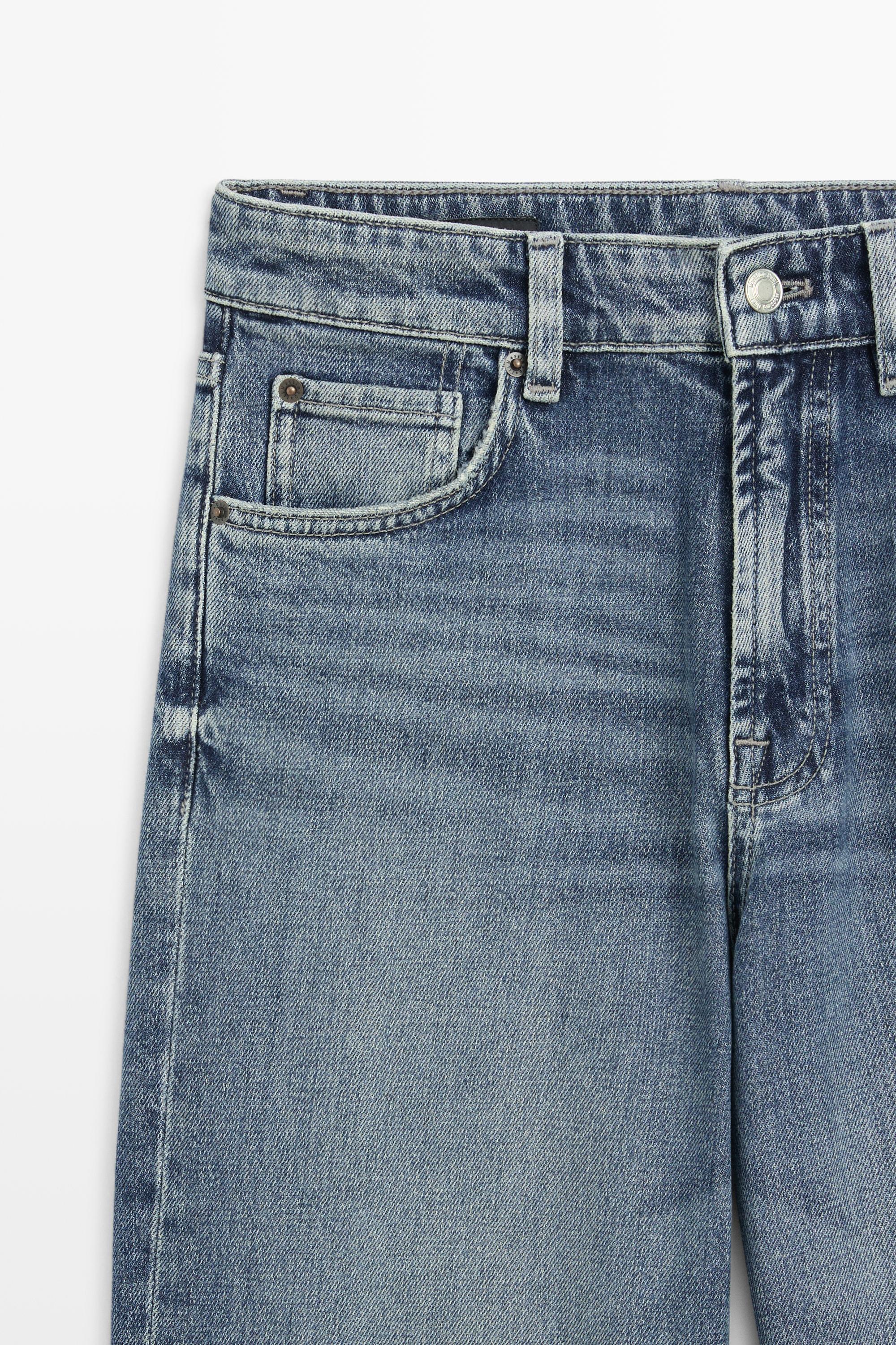 High-waist cropped straight-leg jeans — Light Blue