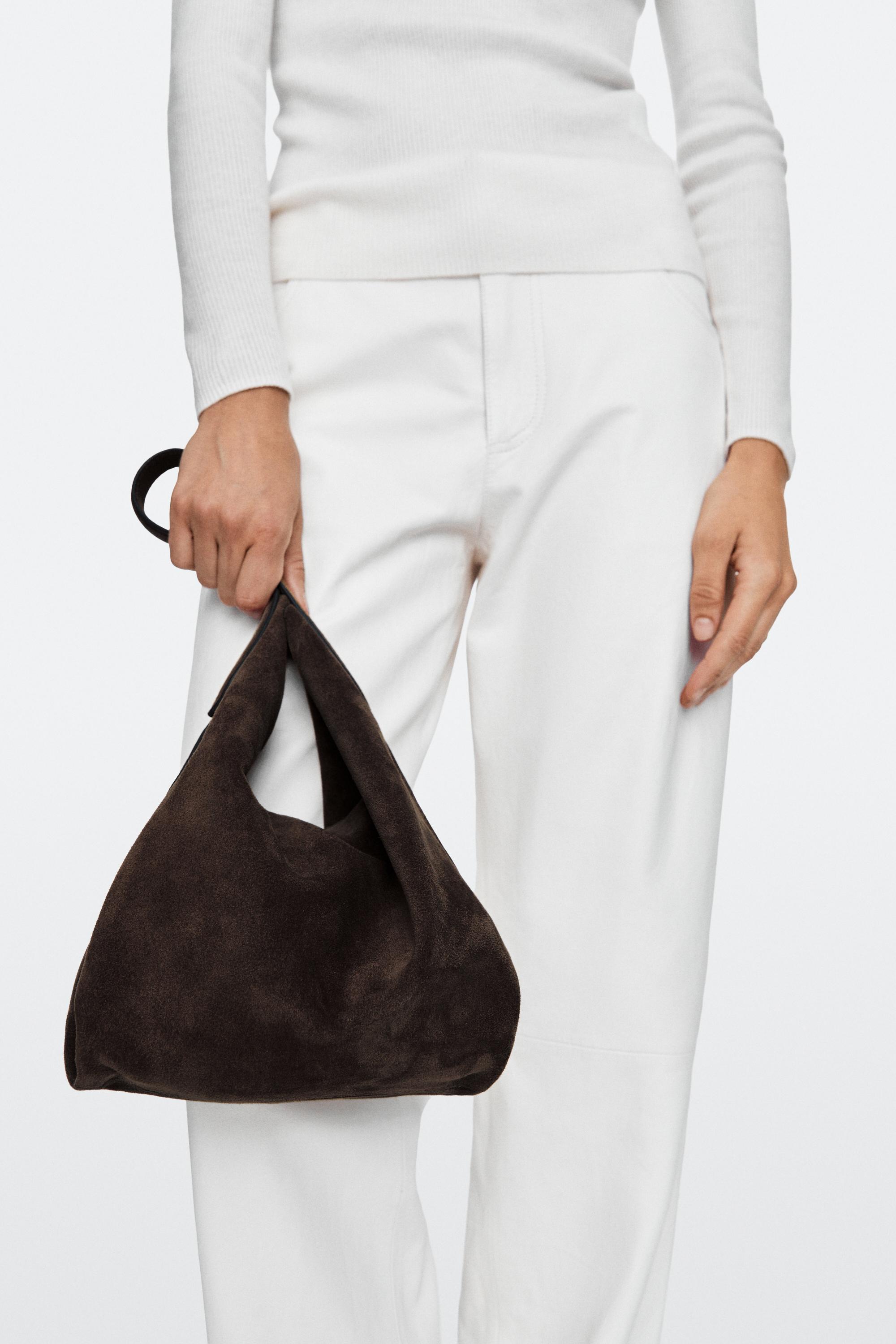 Split suede leather mini bag — Chocolate