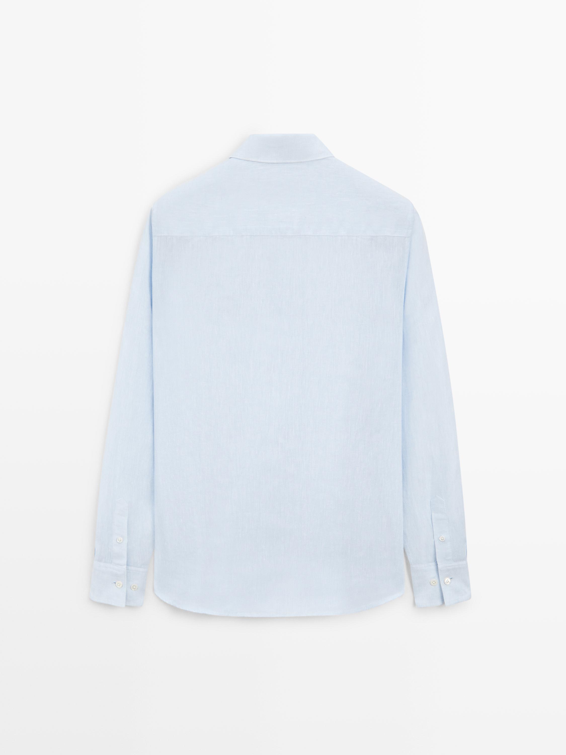 100% linen regular fit shirt — SKY BLUE