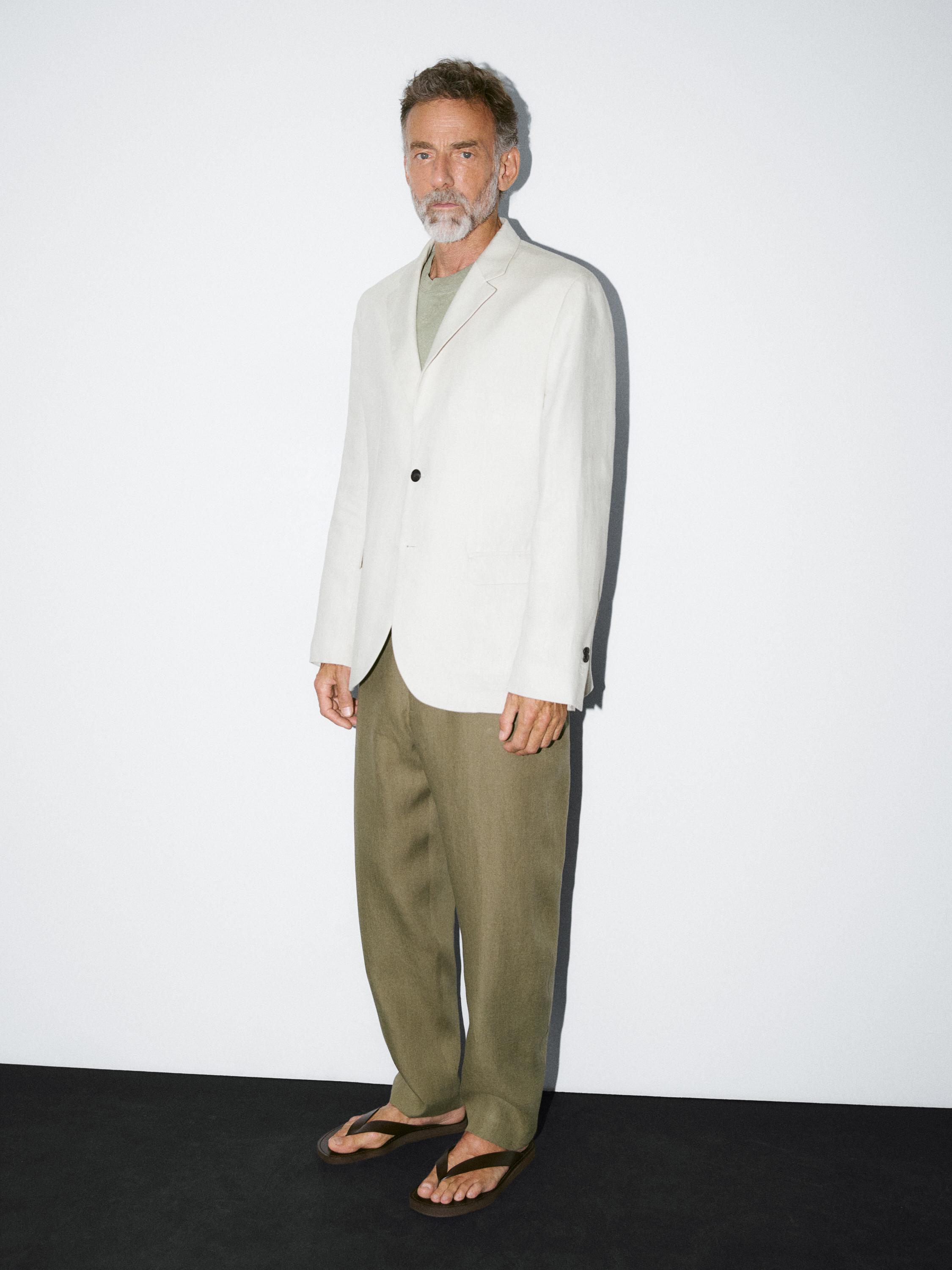 100% linen suit trousers