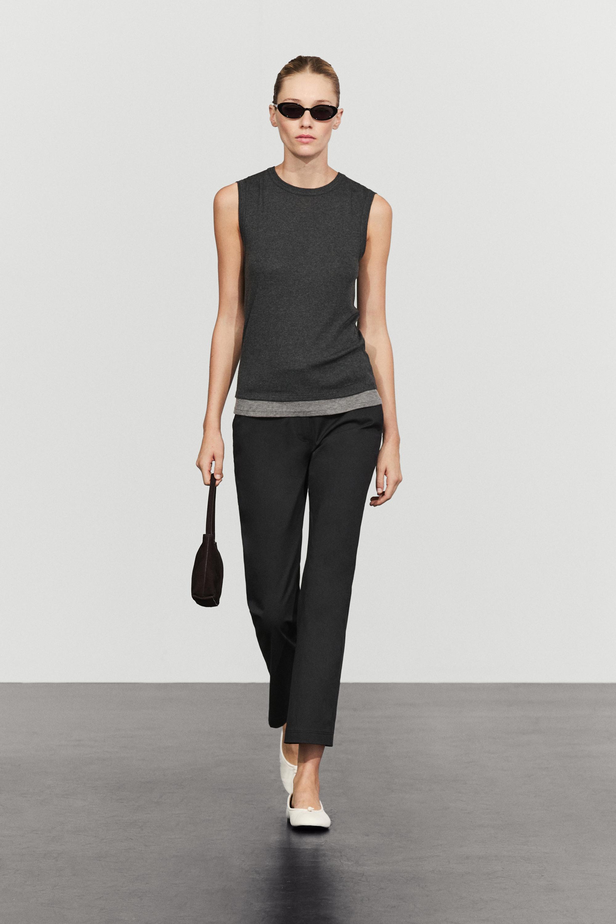 Cotton blend kick flare pants
