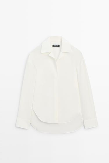 Poplin shirt with seam details — WHITE 2