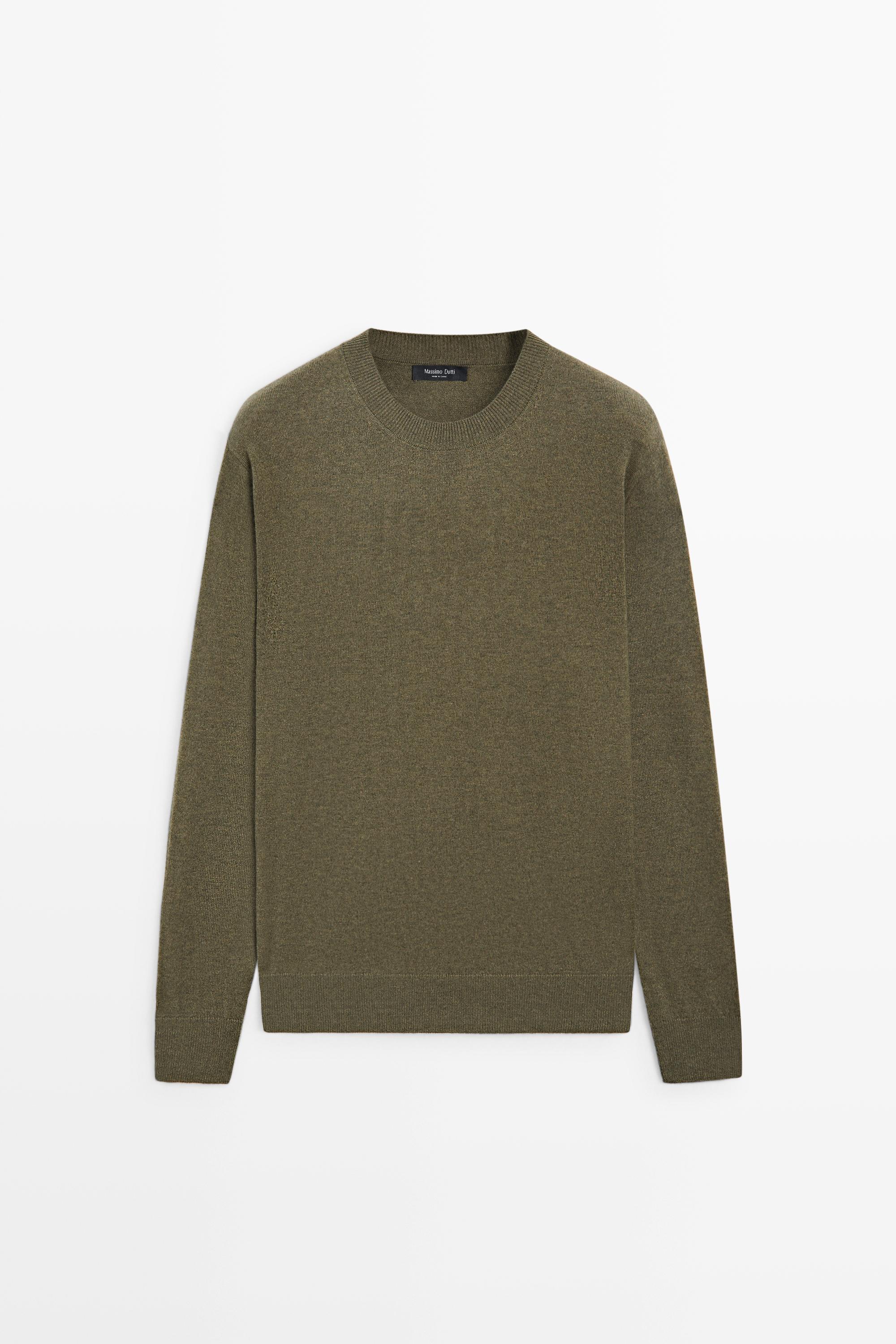 Wool blend round neck knit sweater — Sea green