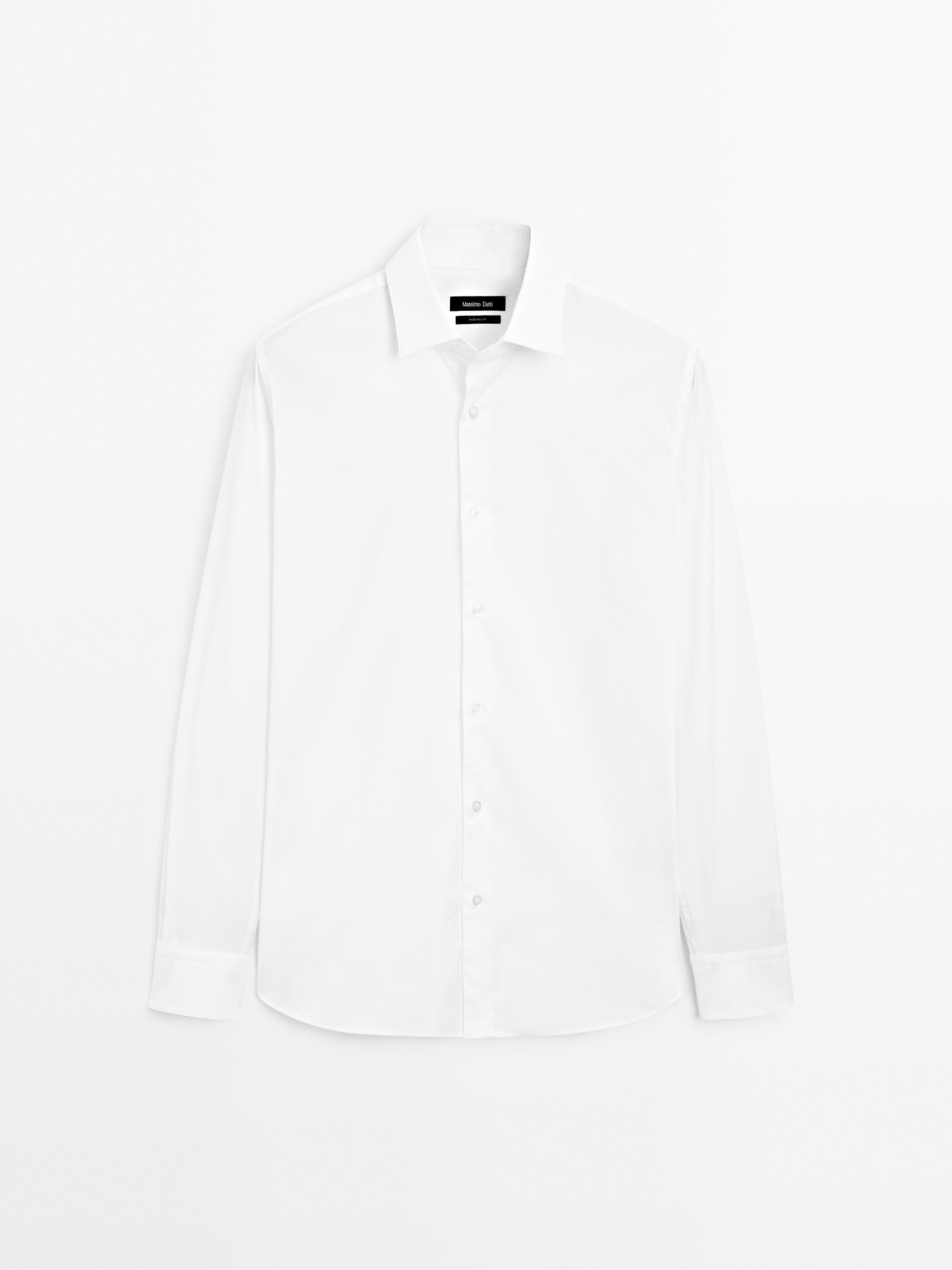 Chemise slim fit élastiquée en coton mélangé