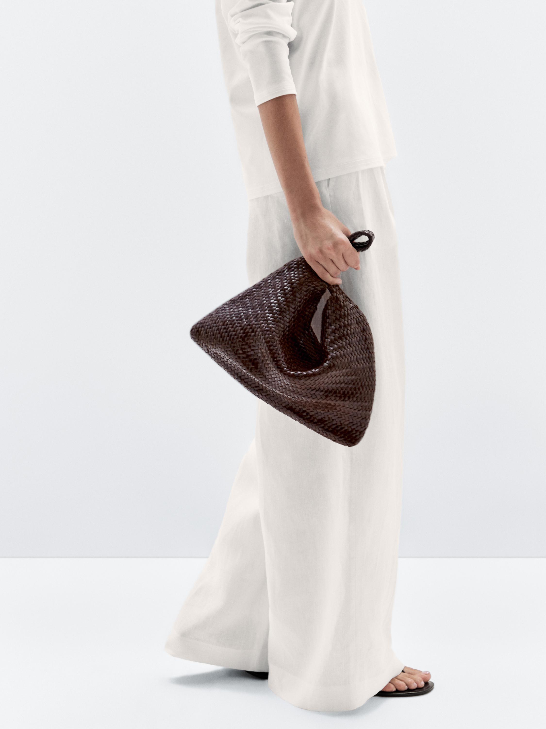 Braided nappa leather shopper bag