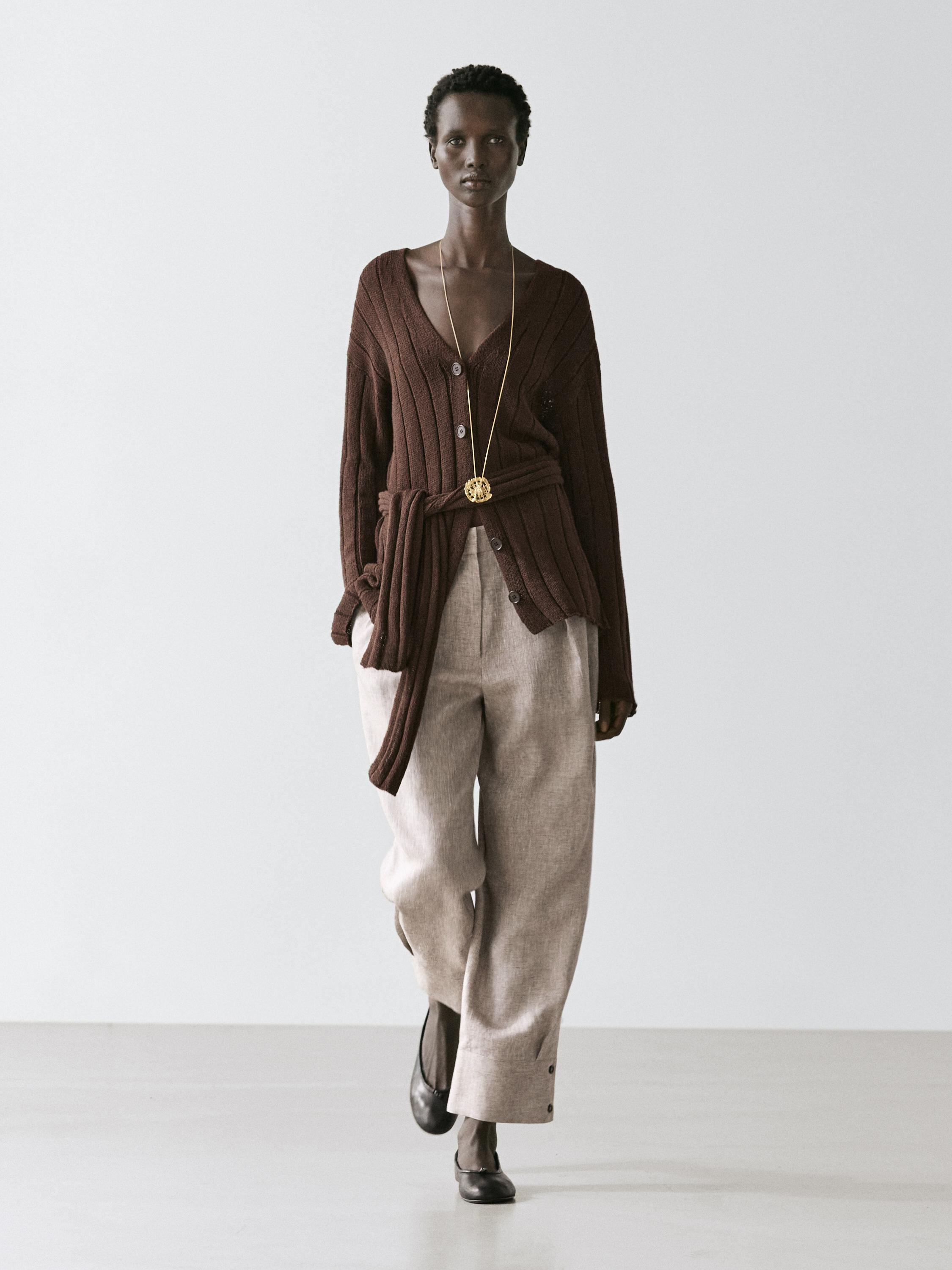 Suit trousers with buckle detail — BEIGE