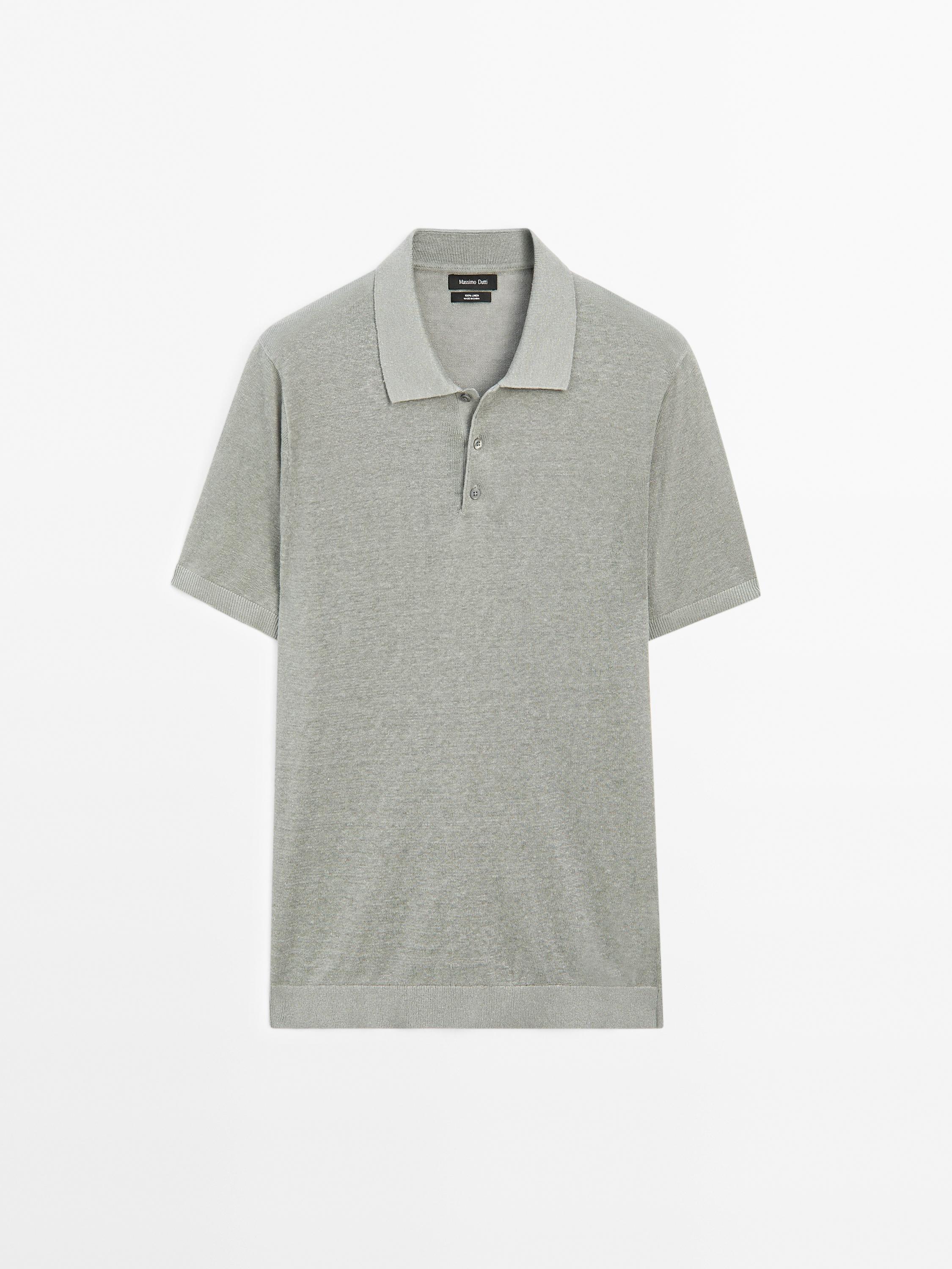 100% linen knit polo shirt