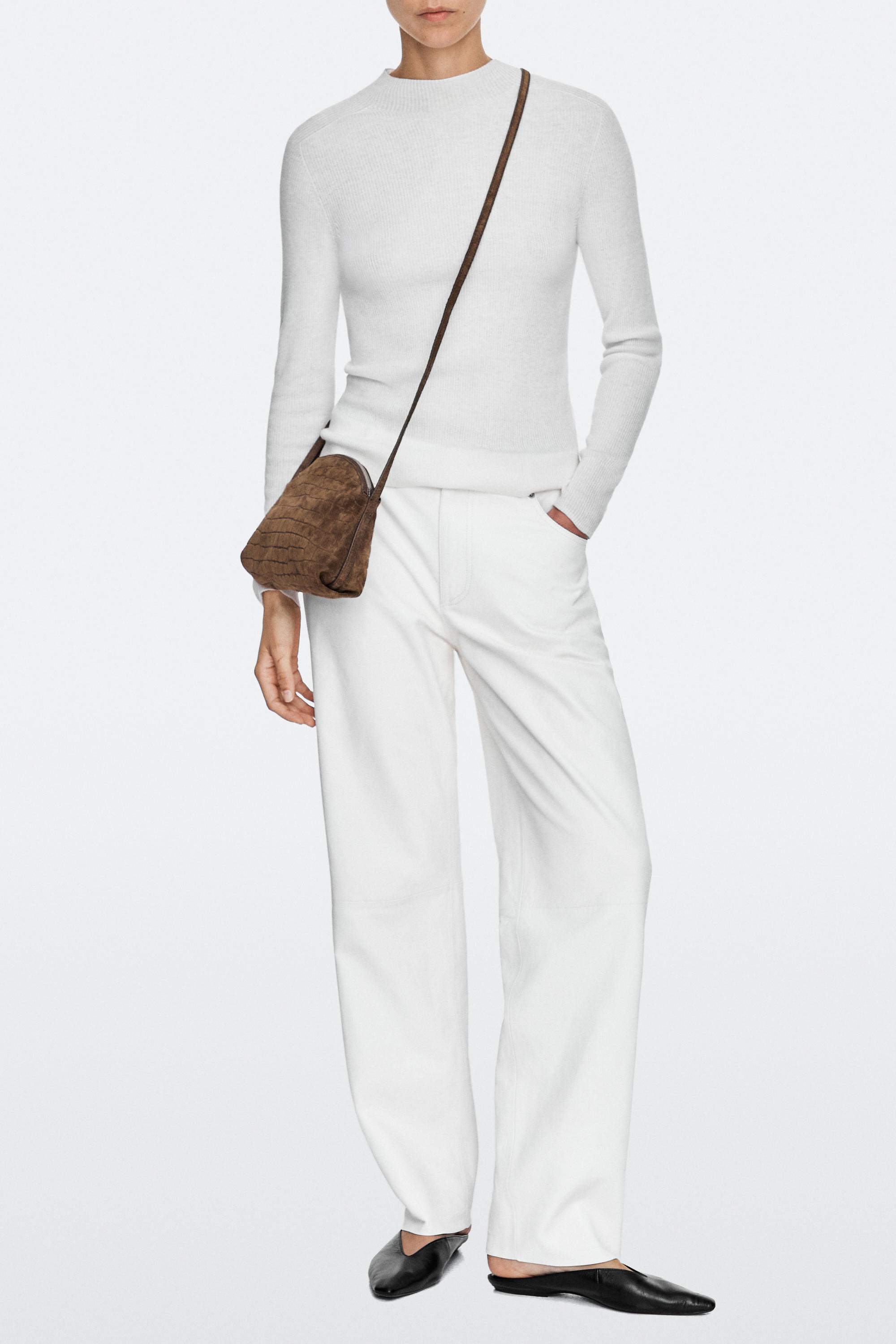 Split suede leather crossbody bag — KHAKI