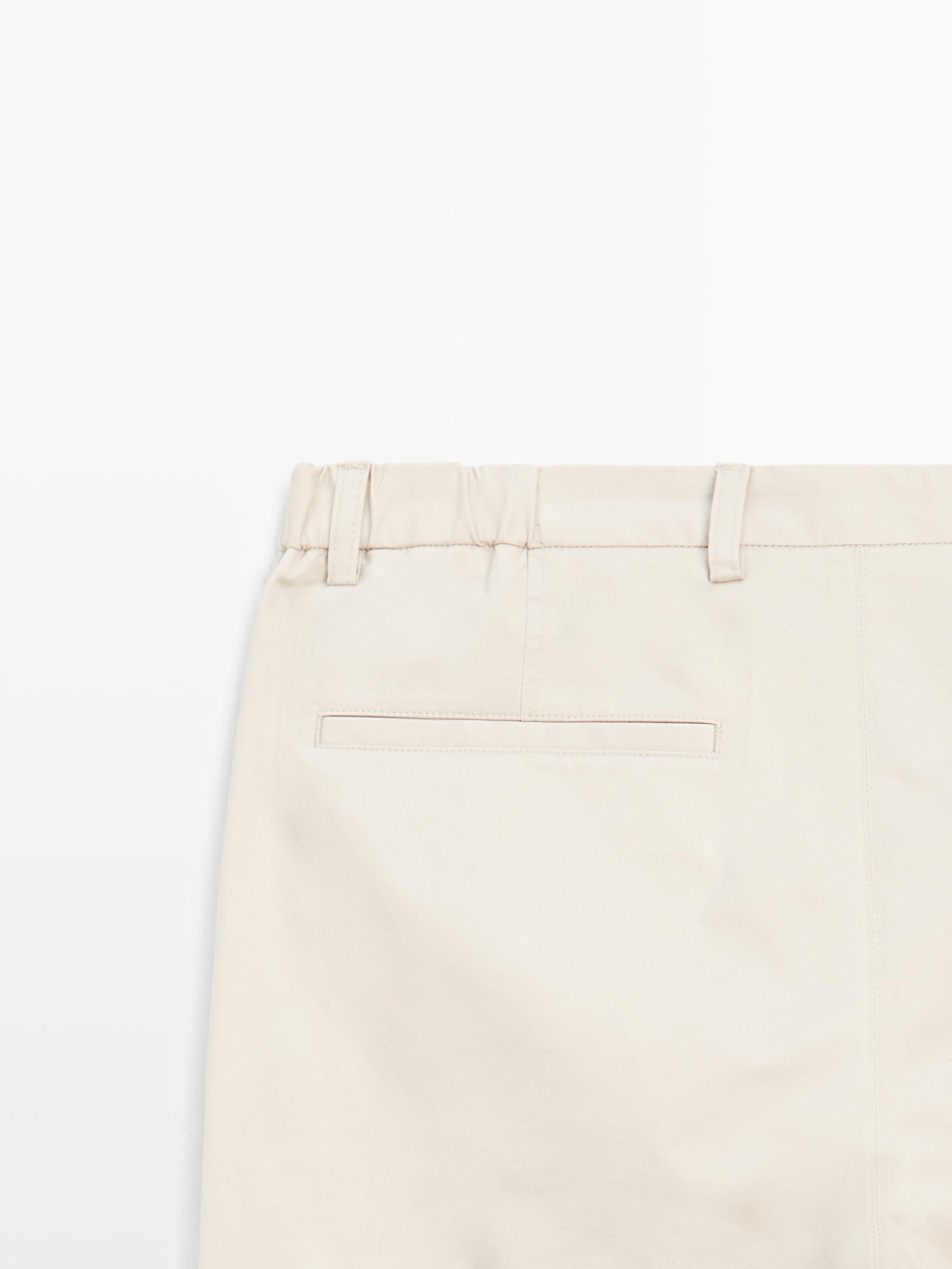 Cotton blend slim fit trousers