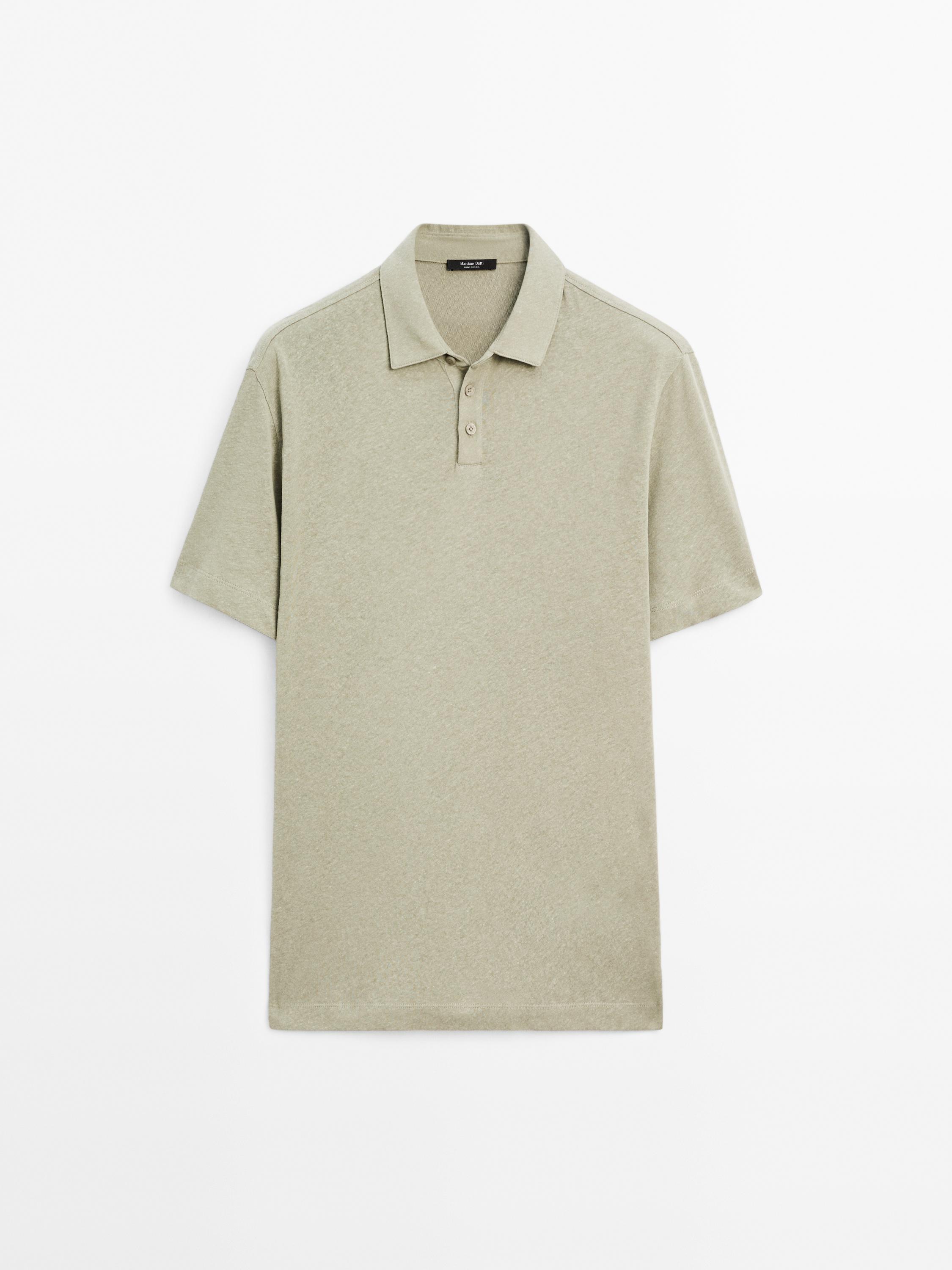 Kurzärmeliges Poloshirt mit Leinenanteil