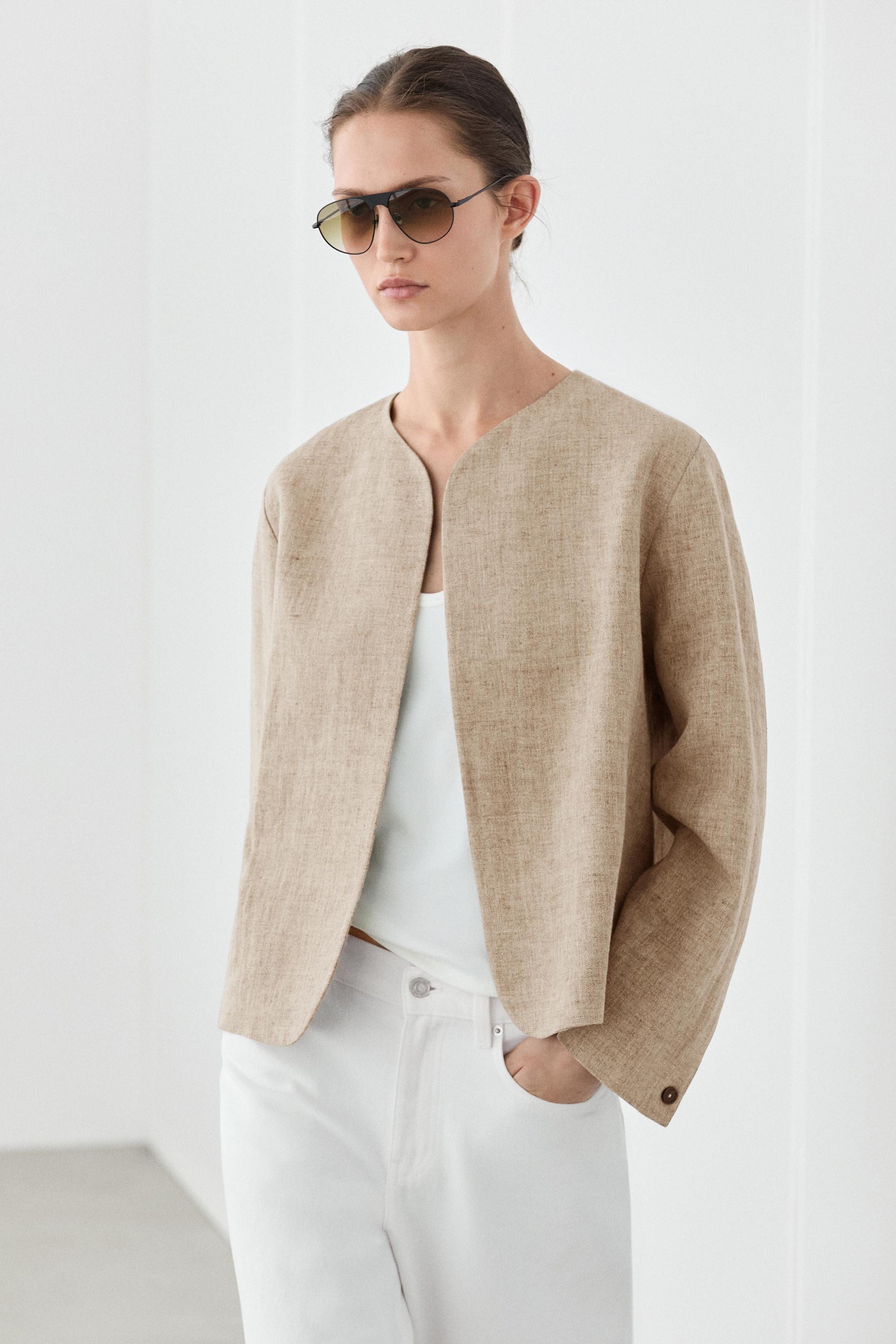 Bomber jacket with flecked detail — BEIGE