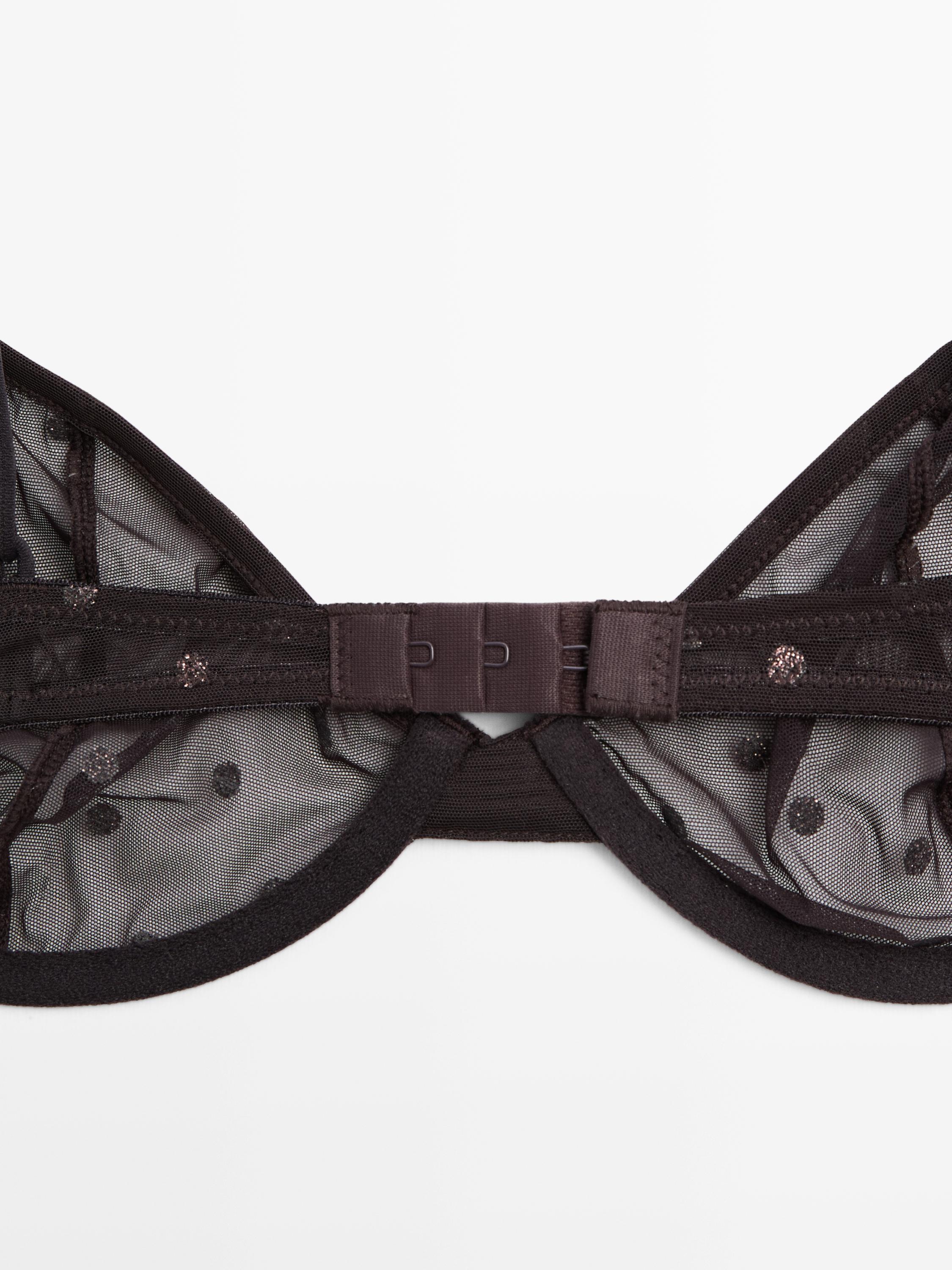 Semi-sheer polka dot bra — MOLE BROWN