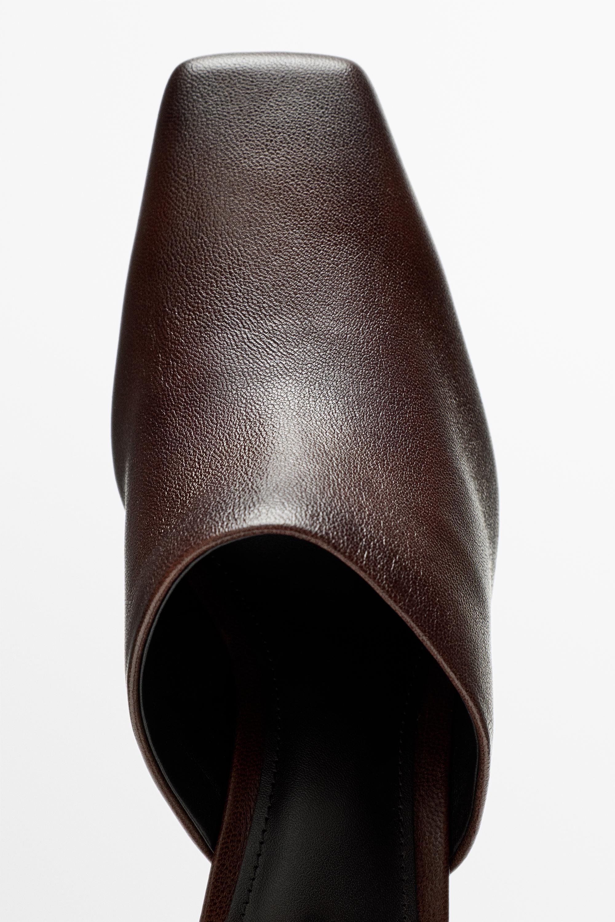 Slingback leather heel shoe — BURGUNDY