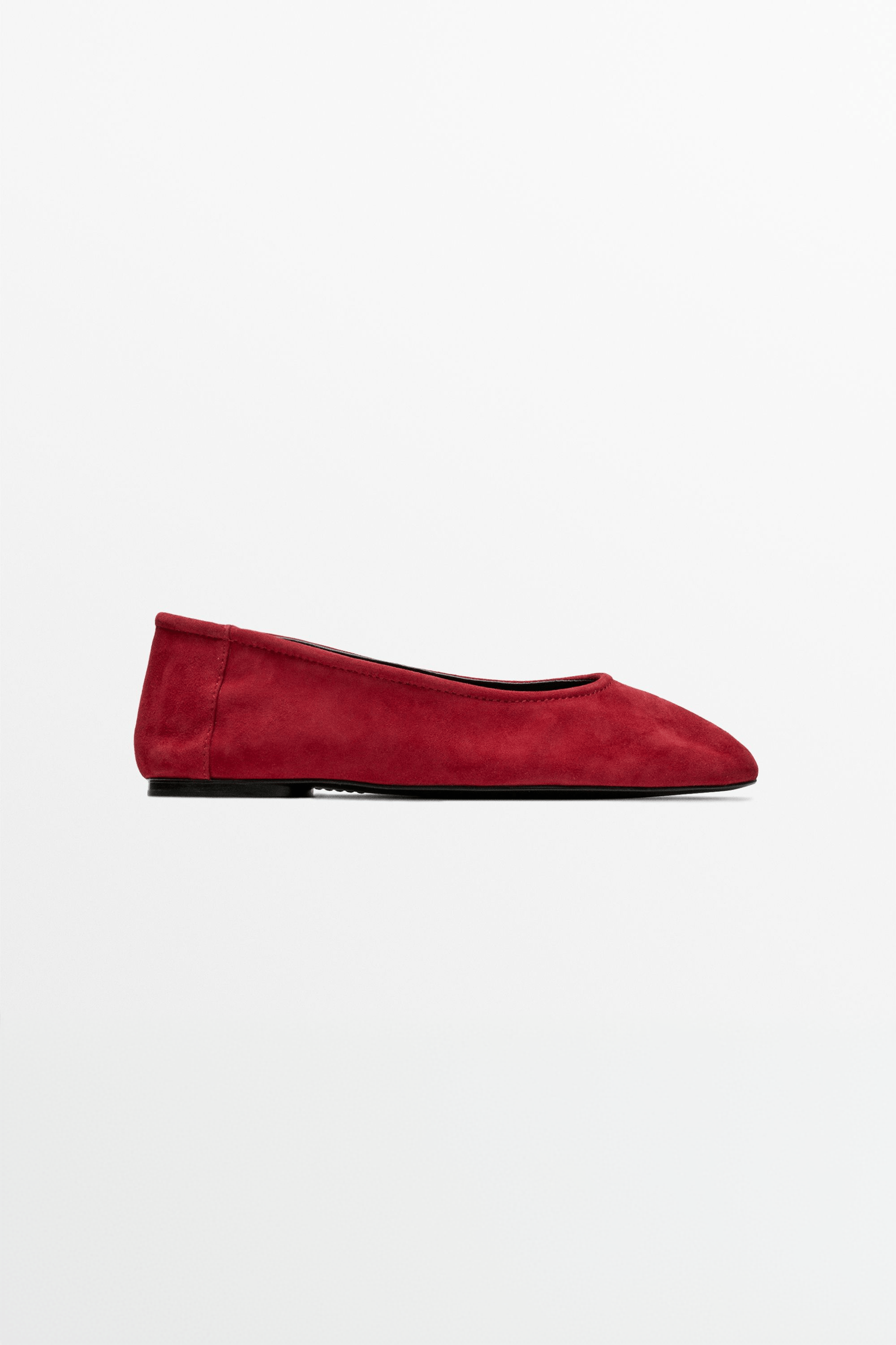 Suede ballerinas with round toe — RED