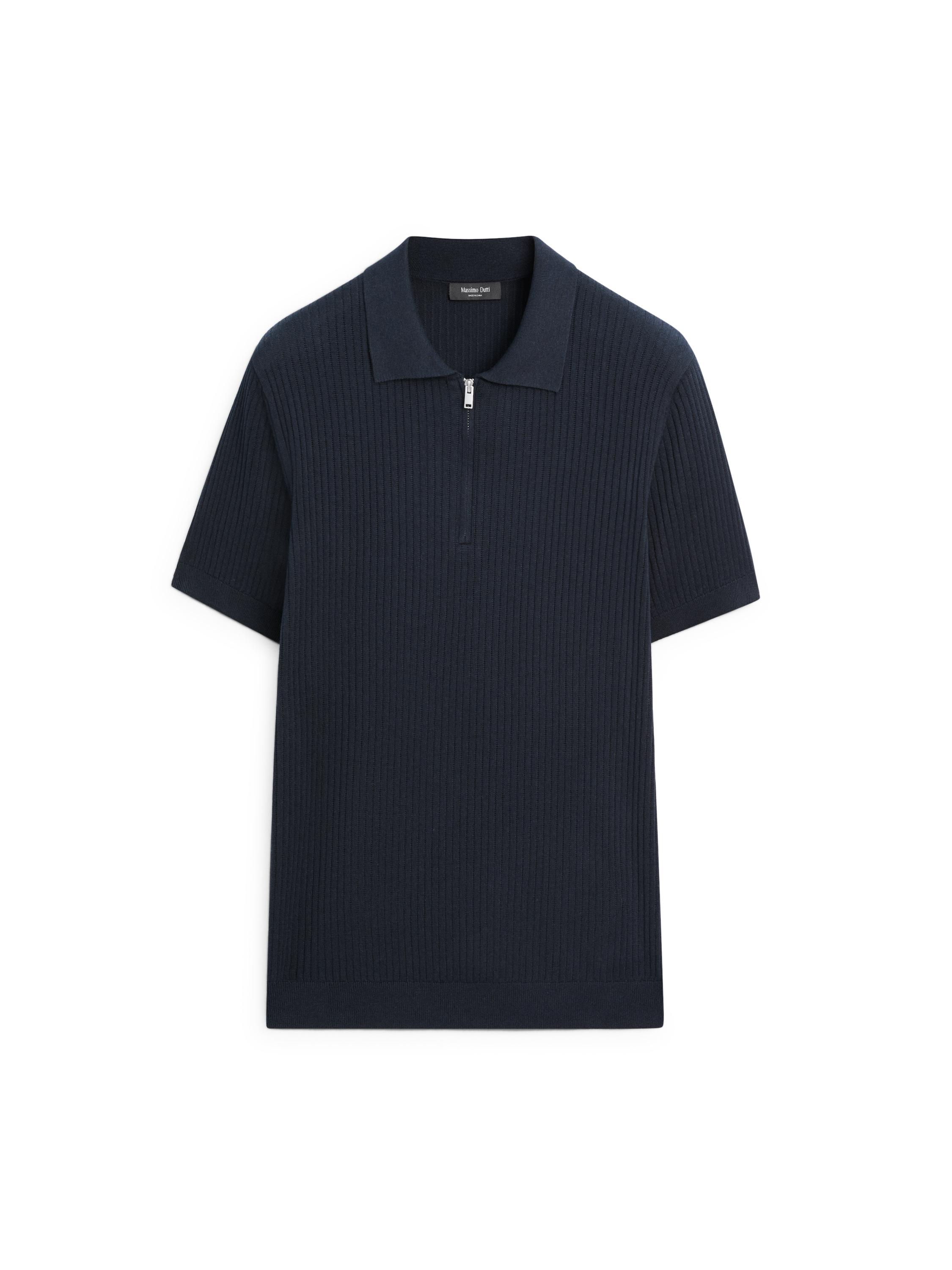 Quarter-zip knit polo sweater — NAVY BLUE