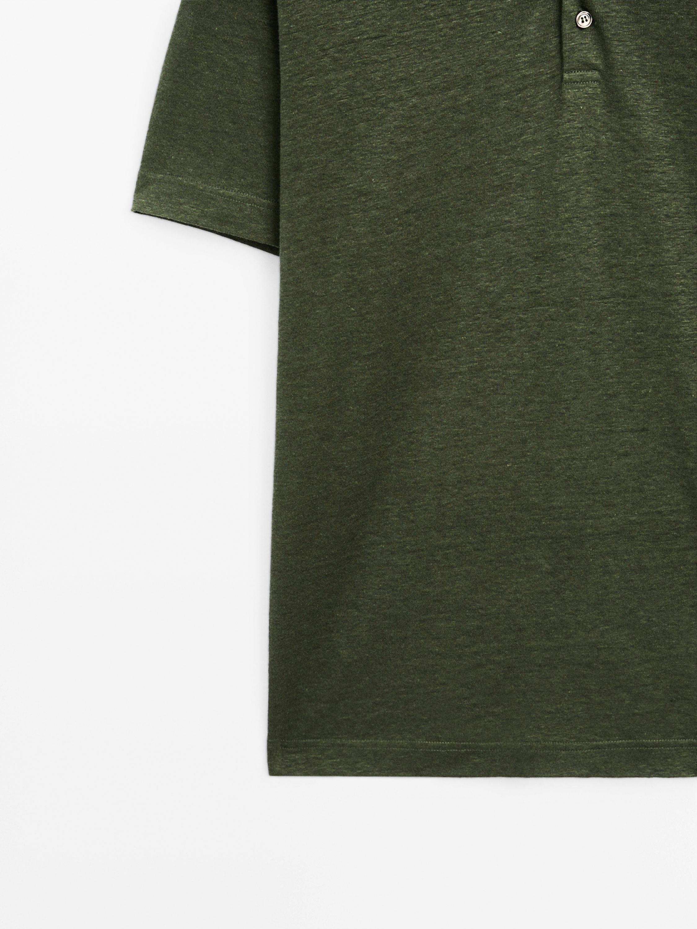 100% linen short sleeve polo shirt