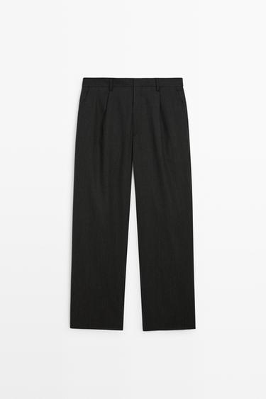 Relaxed fit wool trousers with flecked detail — CHARCOAL 2