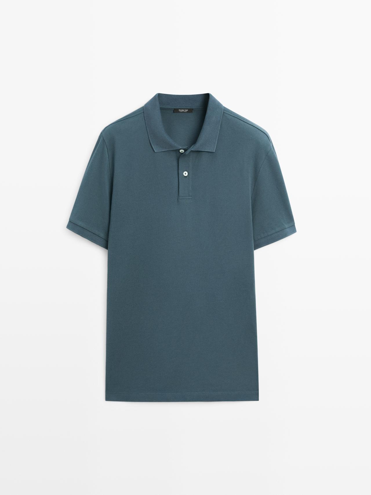 Polo Micro-Texturé Coton - Turquoise - Xl - Massimo Dutti - Homme