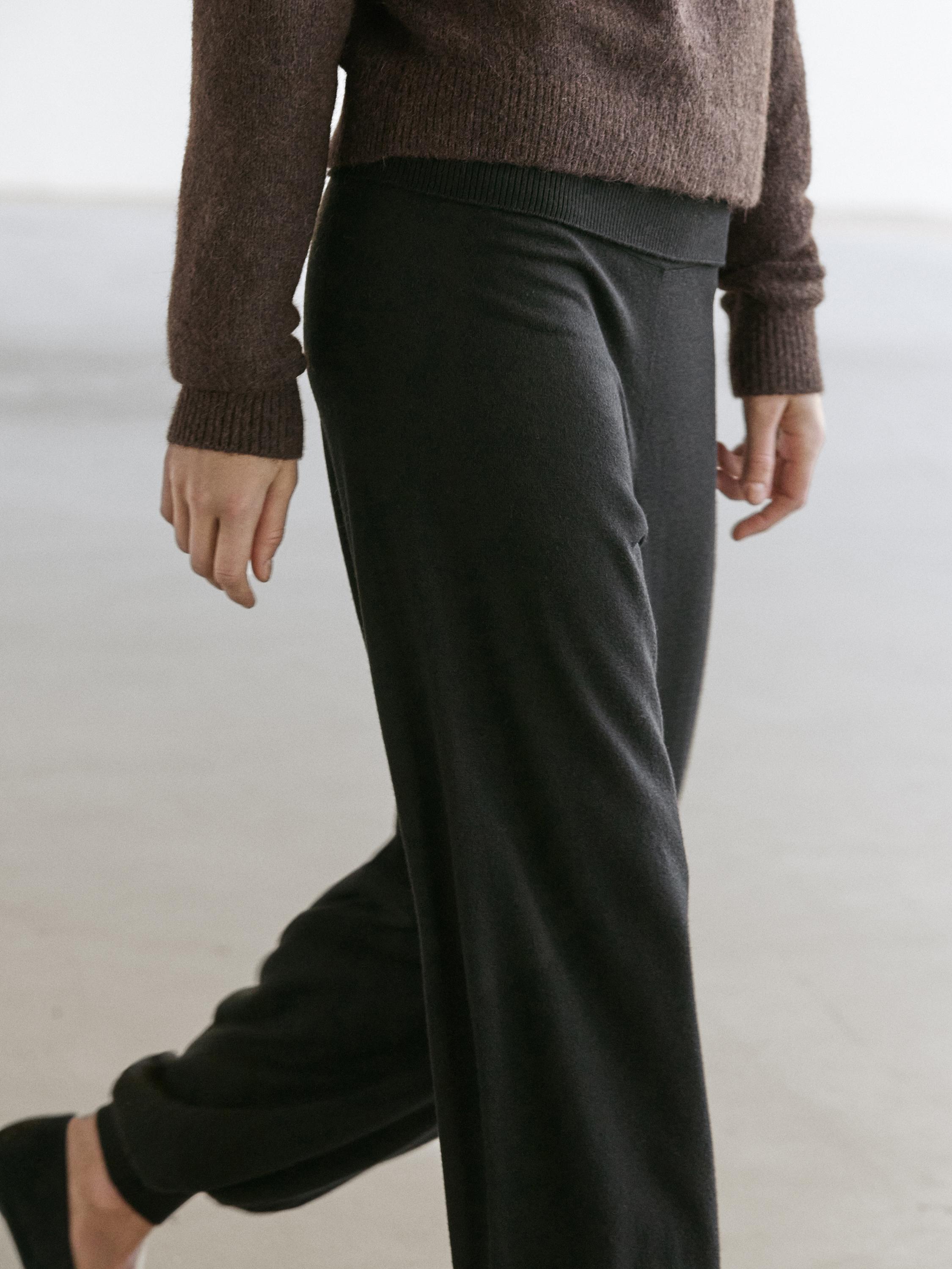 Wool blend knit sarouel trousers — BLACK
