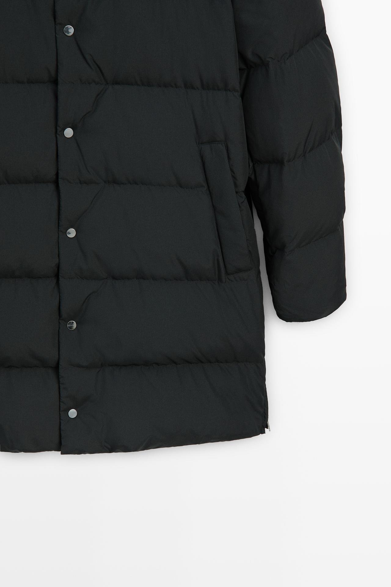 Long down jacket with hood — Blue