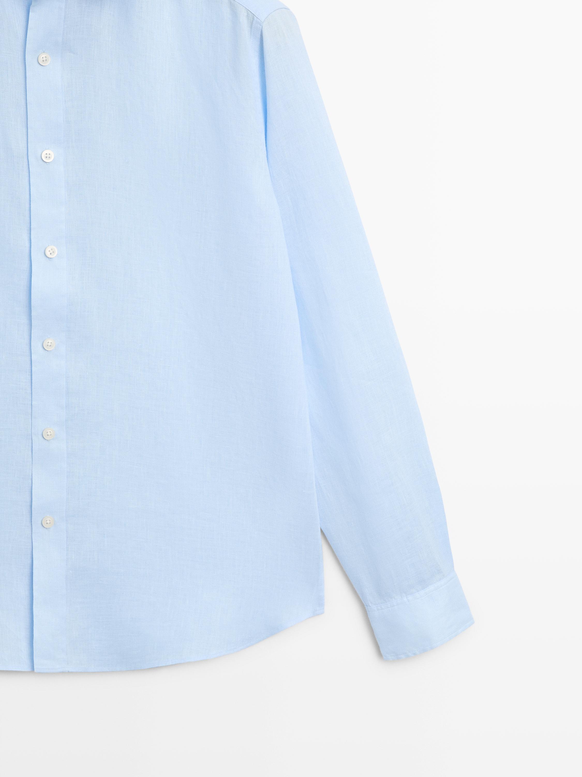 100% linen slim fit shirt — Sky blue