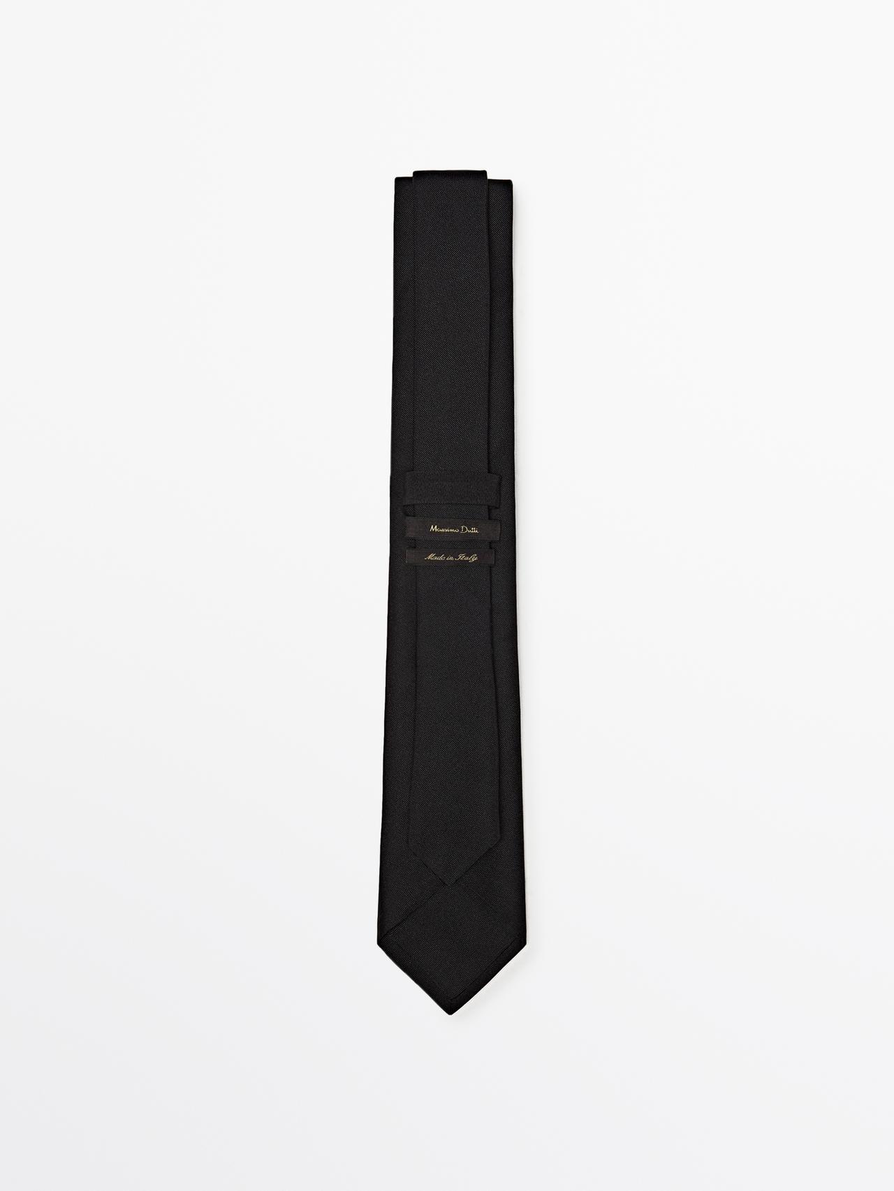 Cotton and silk blend twill tie — BLACK