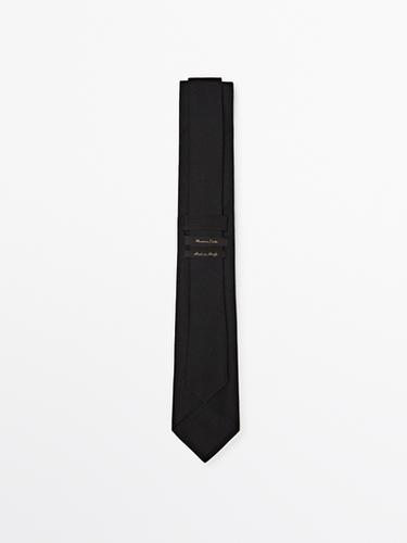 Cotton and silk blend twill tie — BLACK 2