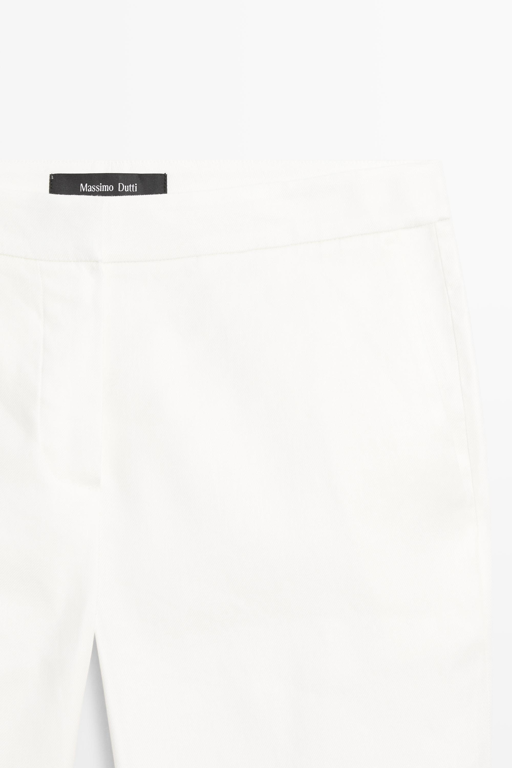 Linen kick flare fit pants — WHITE
