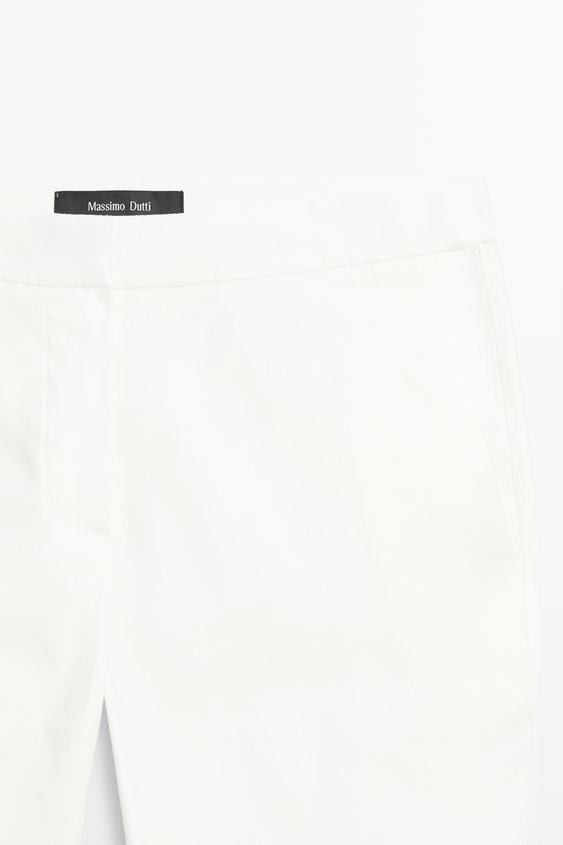 Keten karışımlı kick flare pantolon