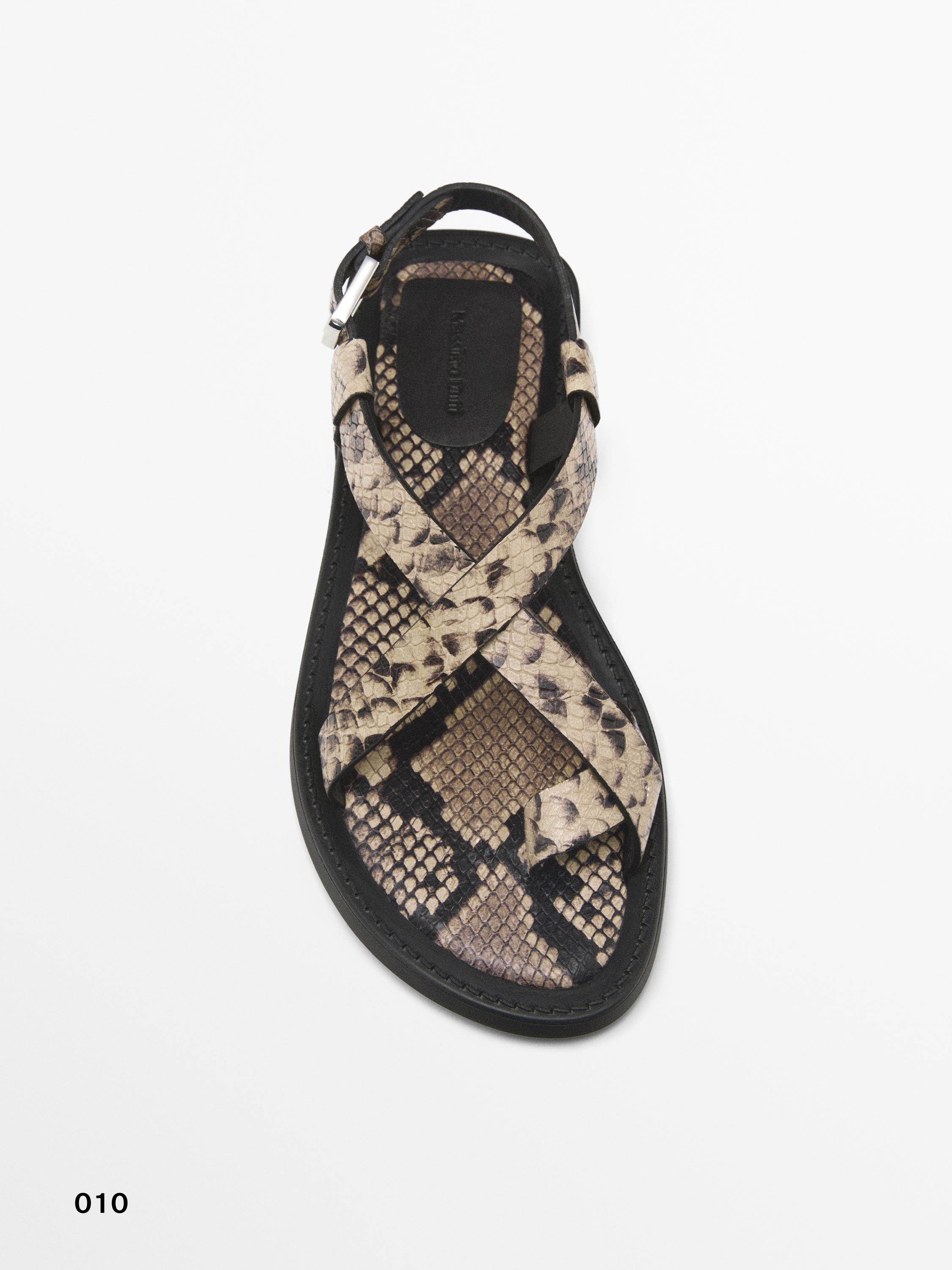 サンダル Massimo Dutti Leather sandals toe divider TF5D0142 Heeled sandals with toe divider · Brown · Shoes | Massimo Dutti