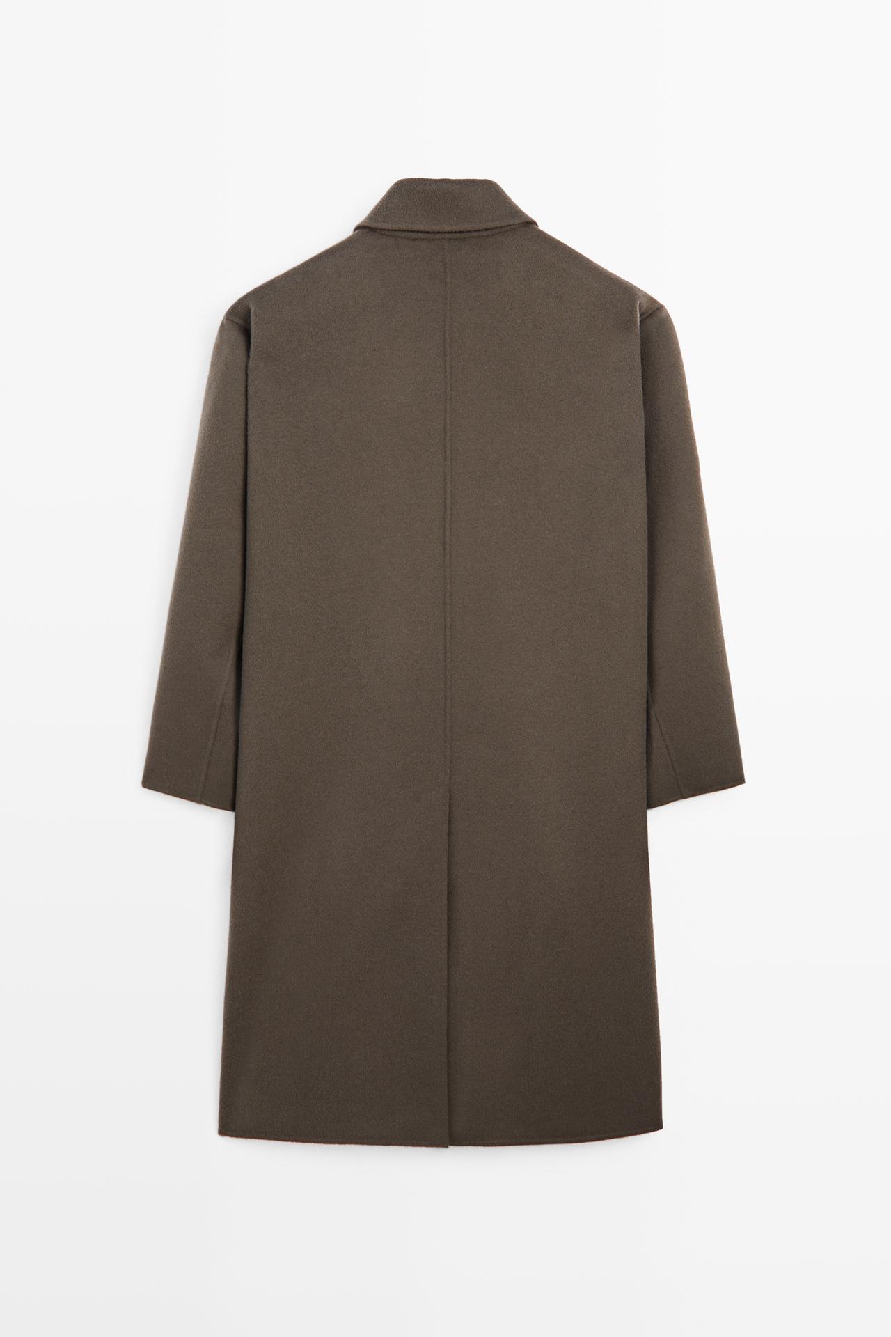 Long wool blend coat — DARK KHAKI