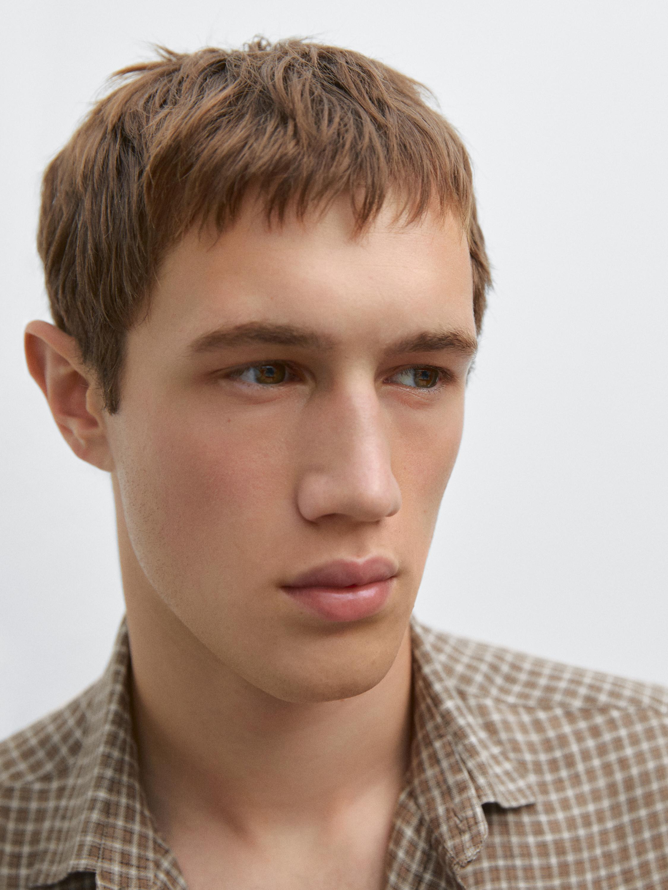 Regular fit linen check shirt