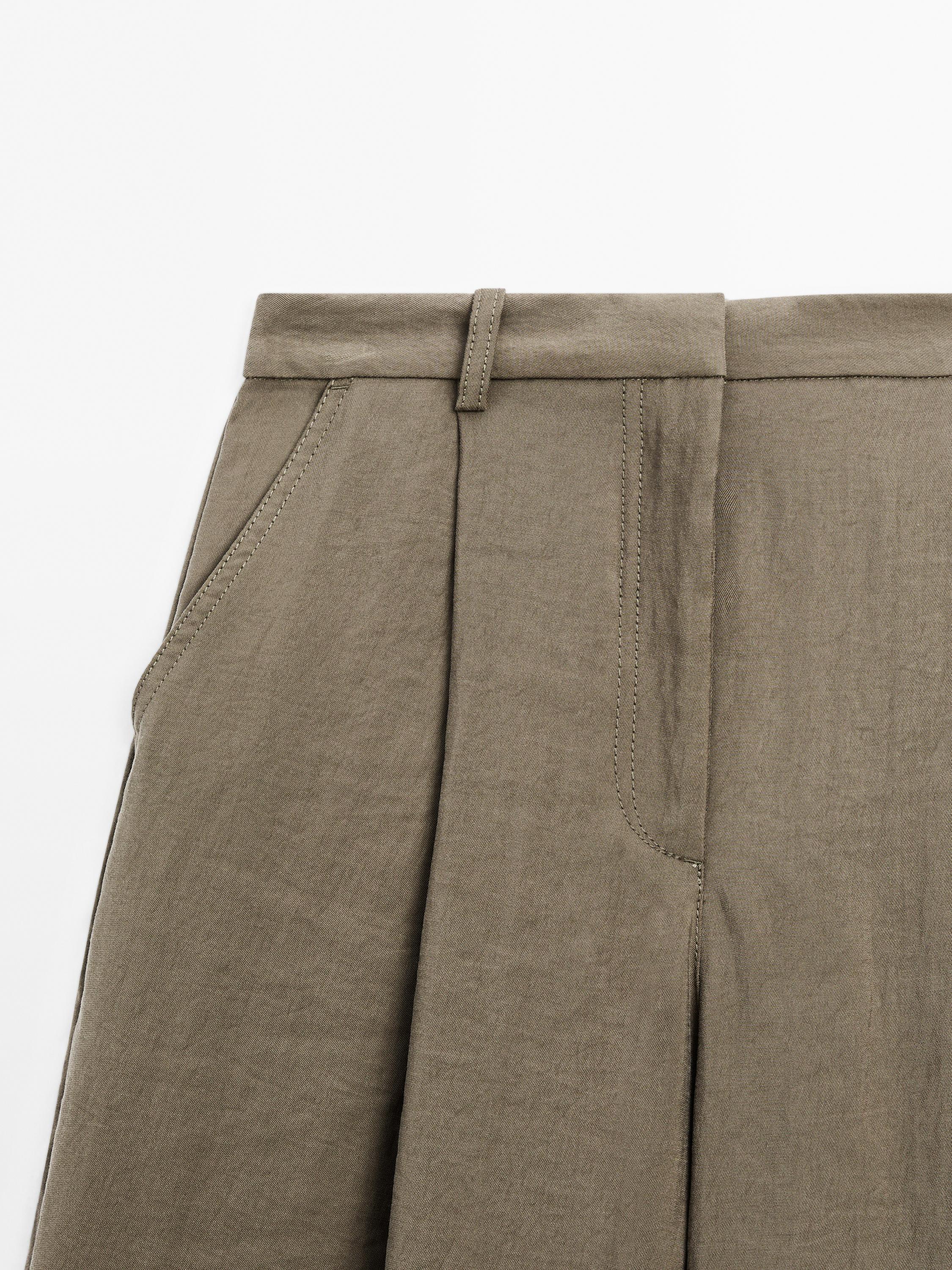 Pantalón wide leg cropped pinzas