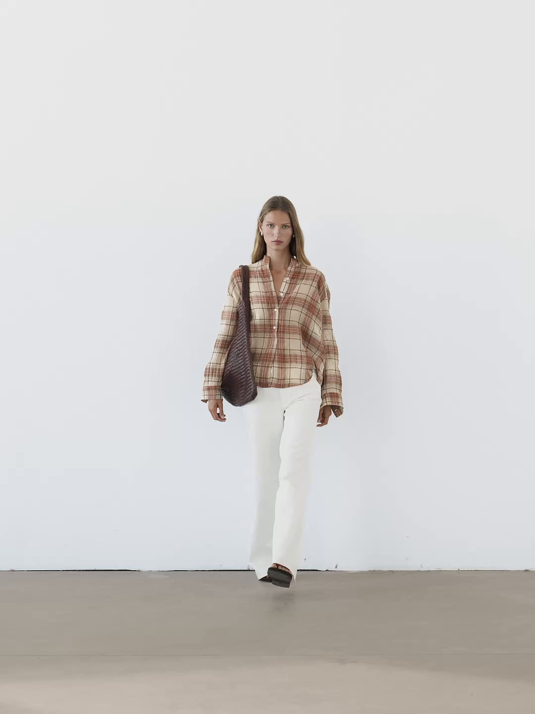 Camisa oversize cuello mao cuadros