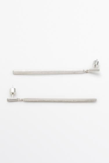 Pinstripe dangle earrings — SILVER 4
