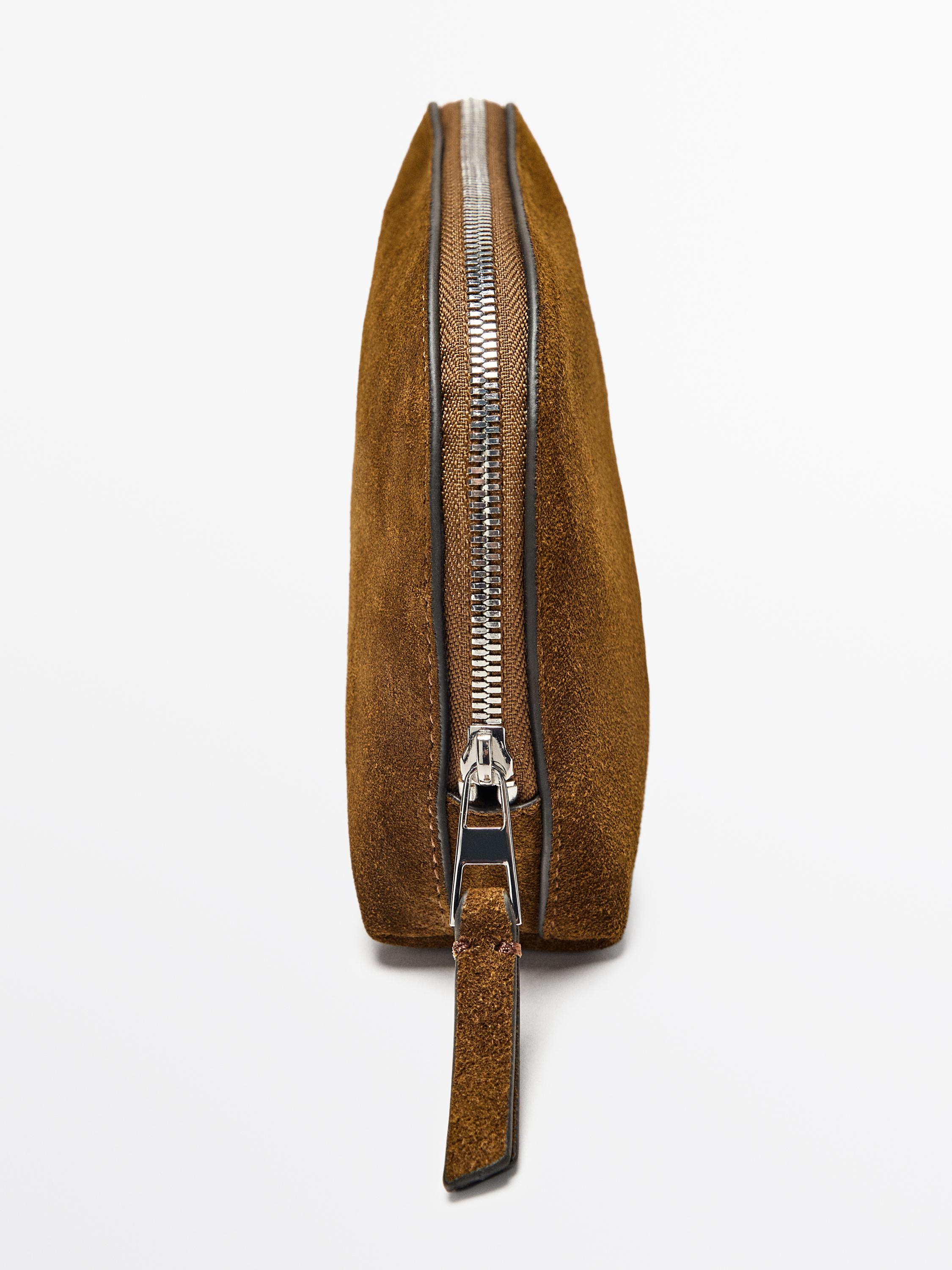 Small split leather toiletry bag