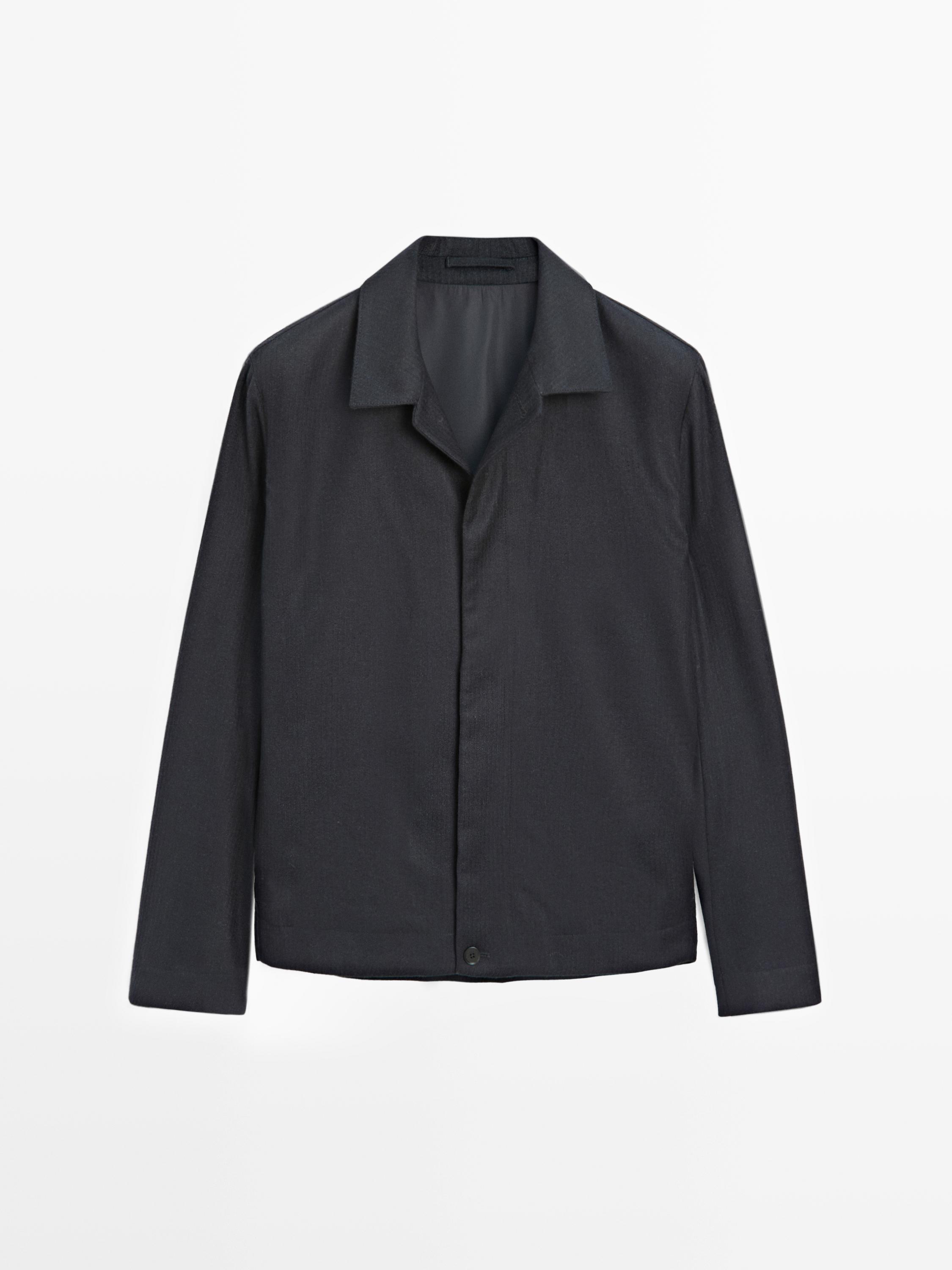 këmishë-xhaketë me efekt kadifeje 100% lesh