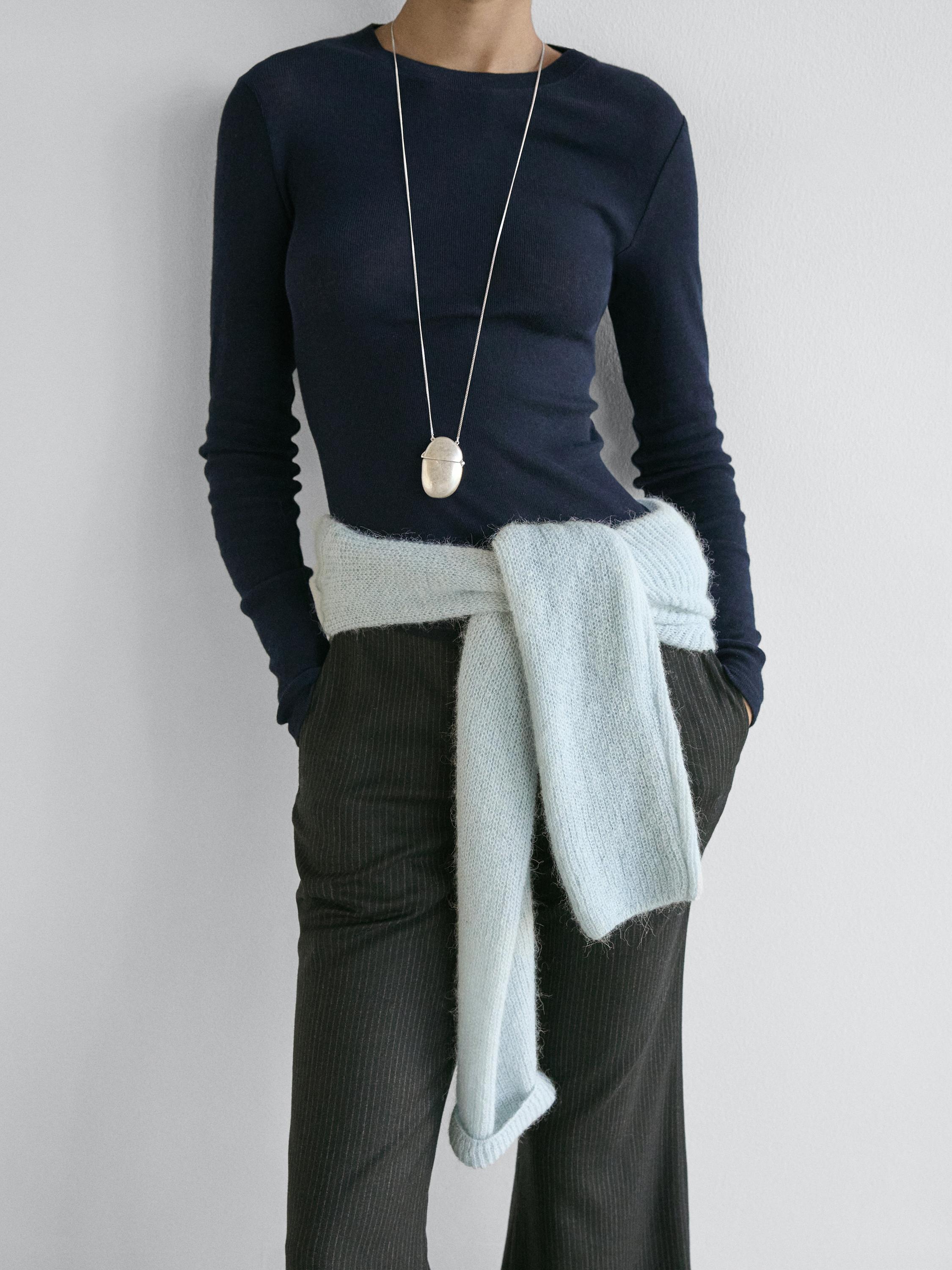 Long-sleeve cotton blend T-shirt