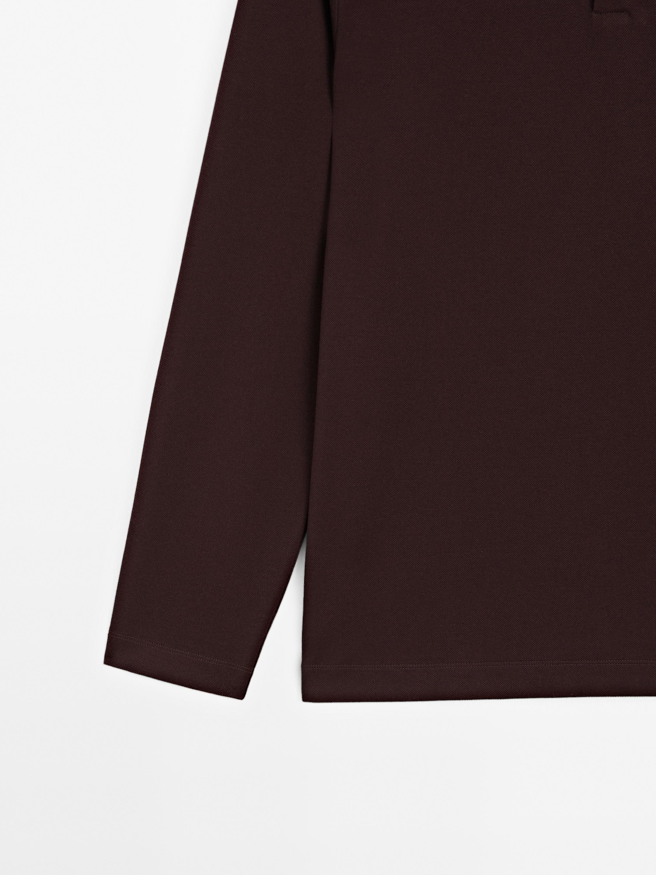 Long sleeve mercerised cotton piqué polo shirt