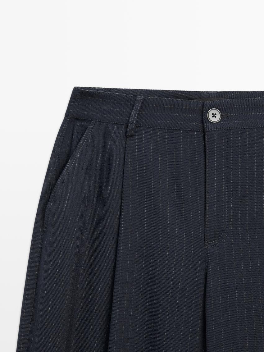 High Rise Pinstripe Trousers
