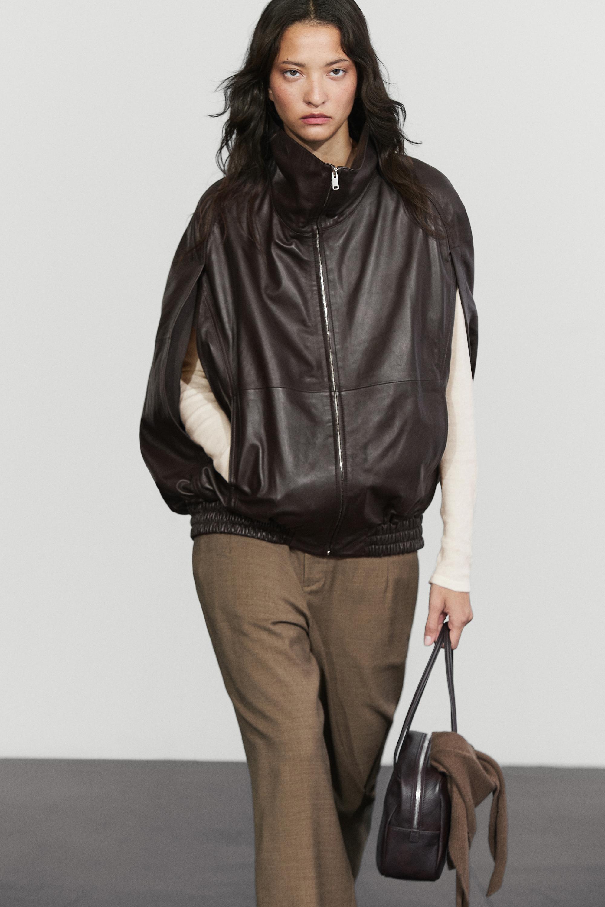 Nappa leather bomber gilet