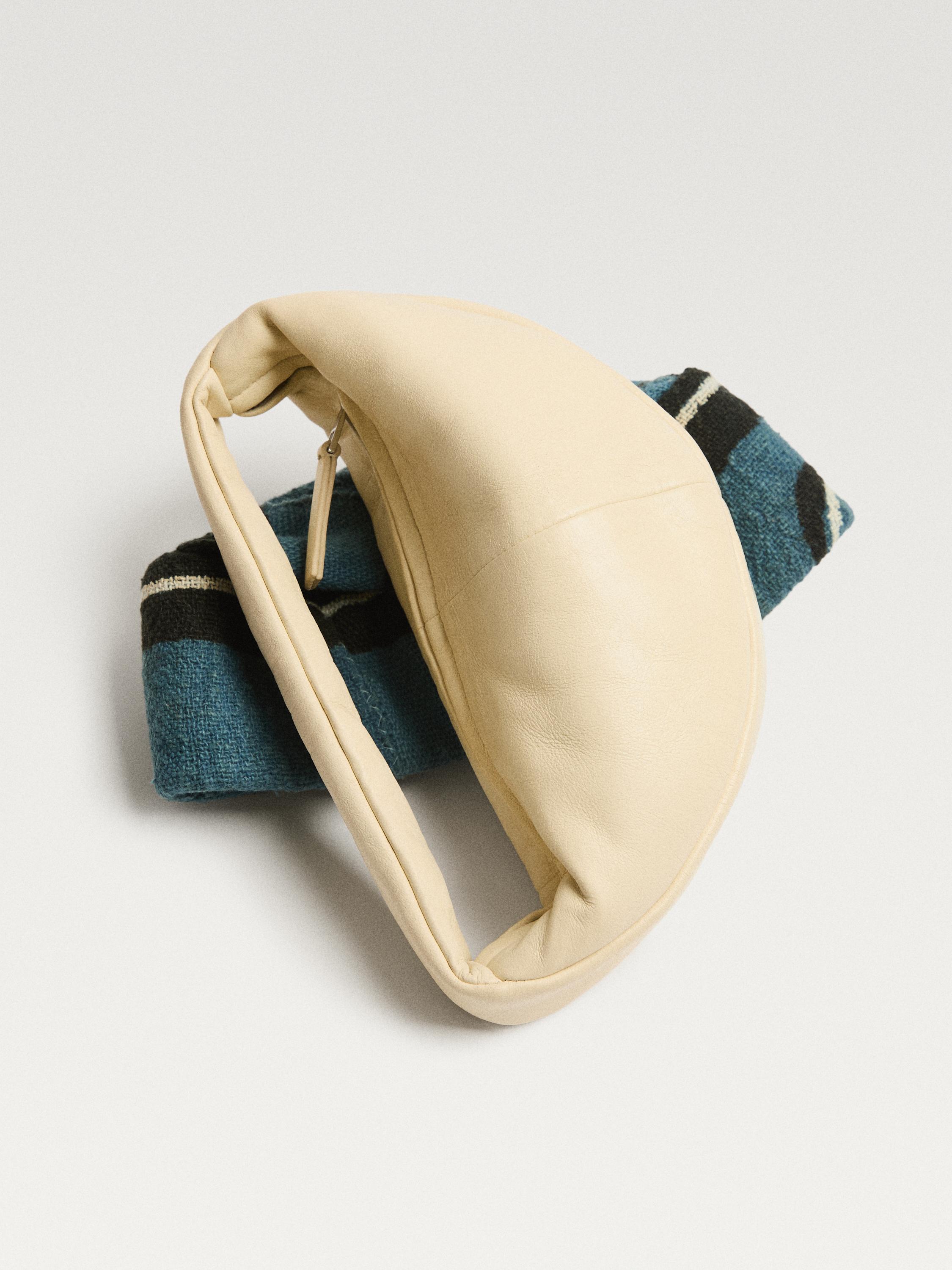 Mini nappa leather half-moon bag — WHITE