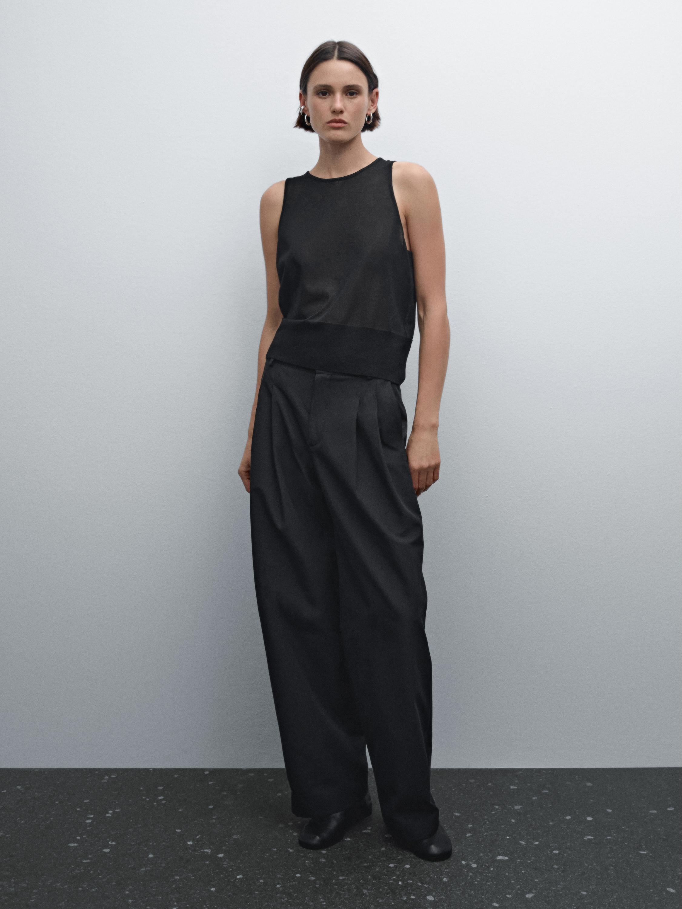 Pantalon large coton