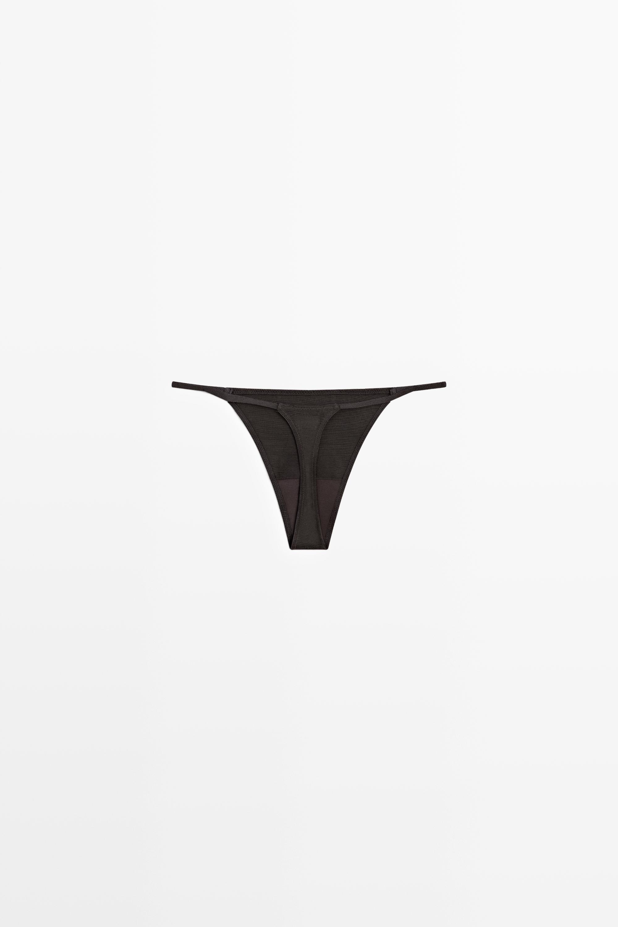 Thong with embroidered detail — CHARCOAL