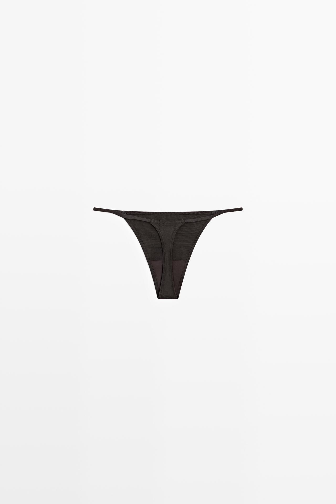 Thong with embroidered detail — CHARCOAL