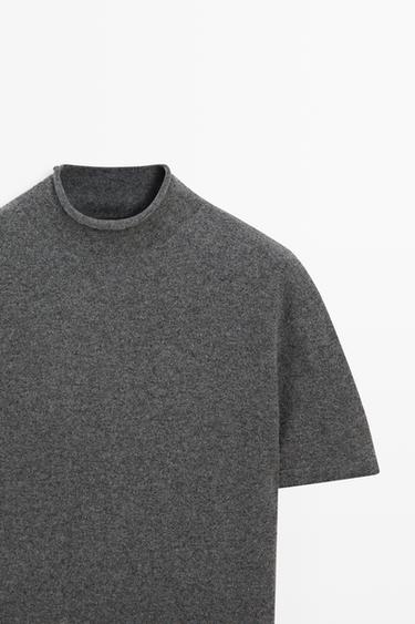 Wool-blend knit mock neck sweater — MEDIUM GREY 4
